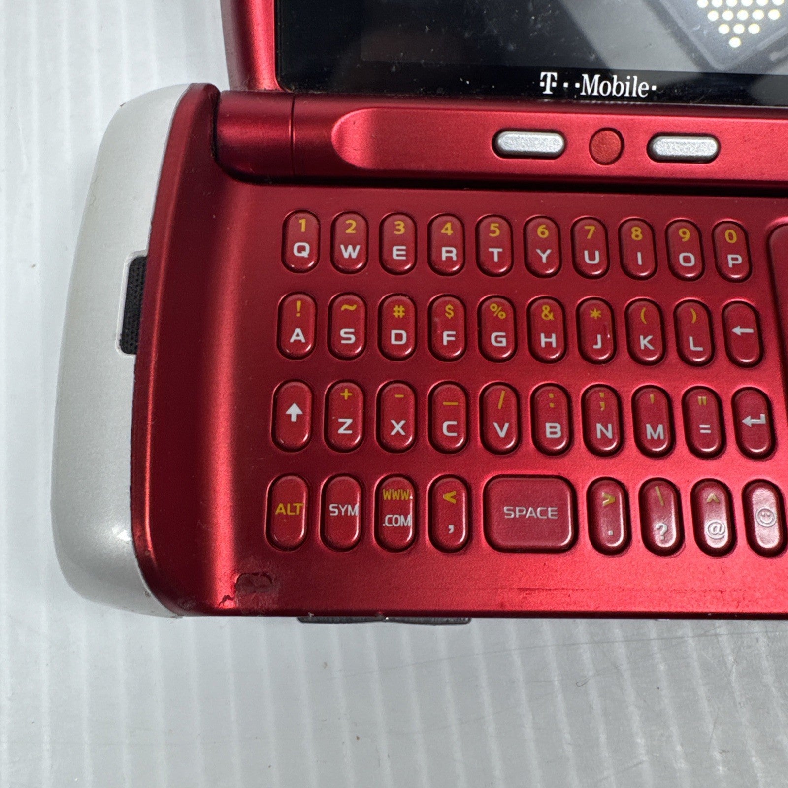 Samsung Comeback SGH-T559 White & Red T-Mobile Rare Keyboard Phone AS IS No Batt