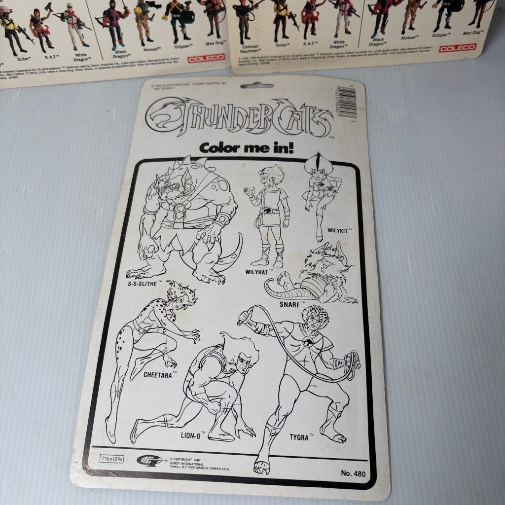 Vintage 1980s Rambo Force of Freedom Cardbacks & ThunderCats Sticker Cardback