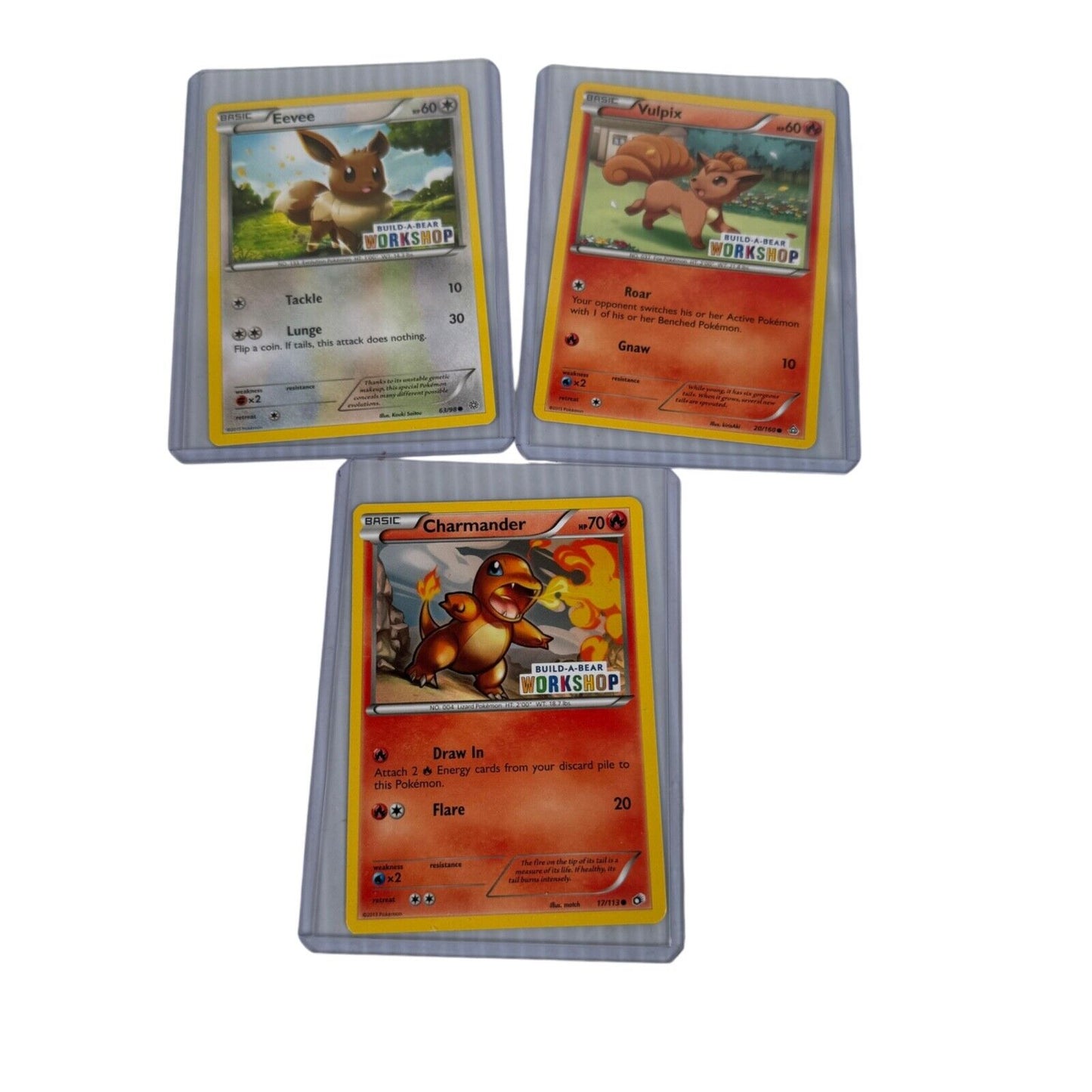 Lot of 3 Pokemon TCG Build-a-Bear Promo Cards Charmander, Eevee and Vulpix