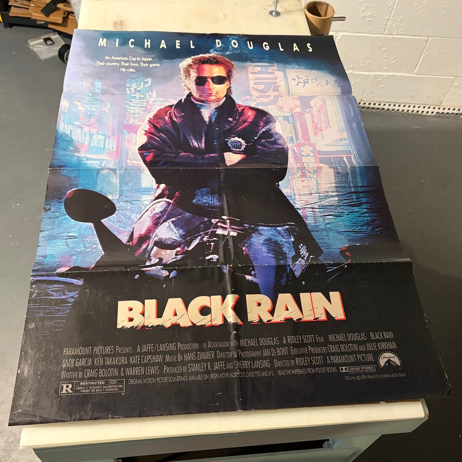 Black Rain 1989 One Sheet Movie Poster Michael Douglas Ridley Scott Vintage