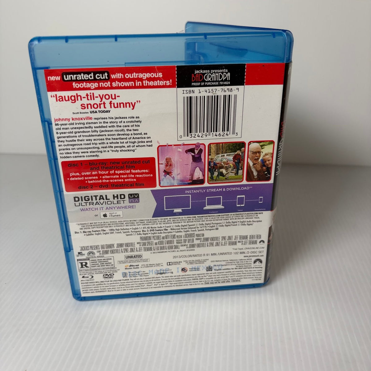 Jackass Presents Bad Grandpa Blu-ray 2013 Unrated Johnny Knoxville Jeff Tremaine