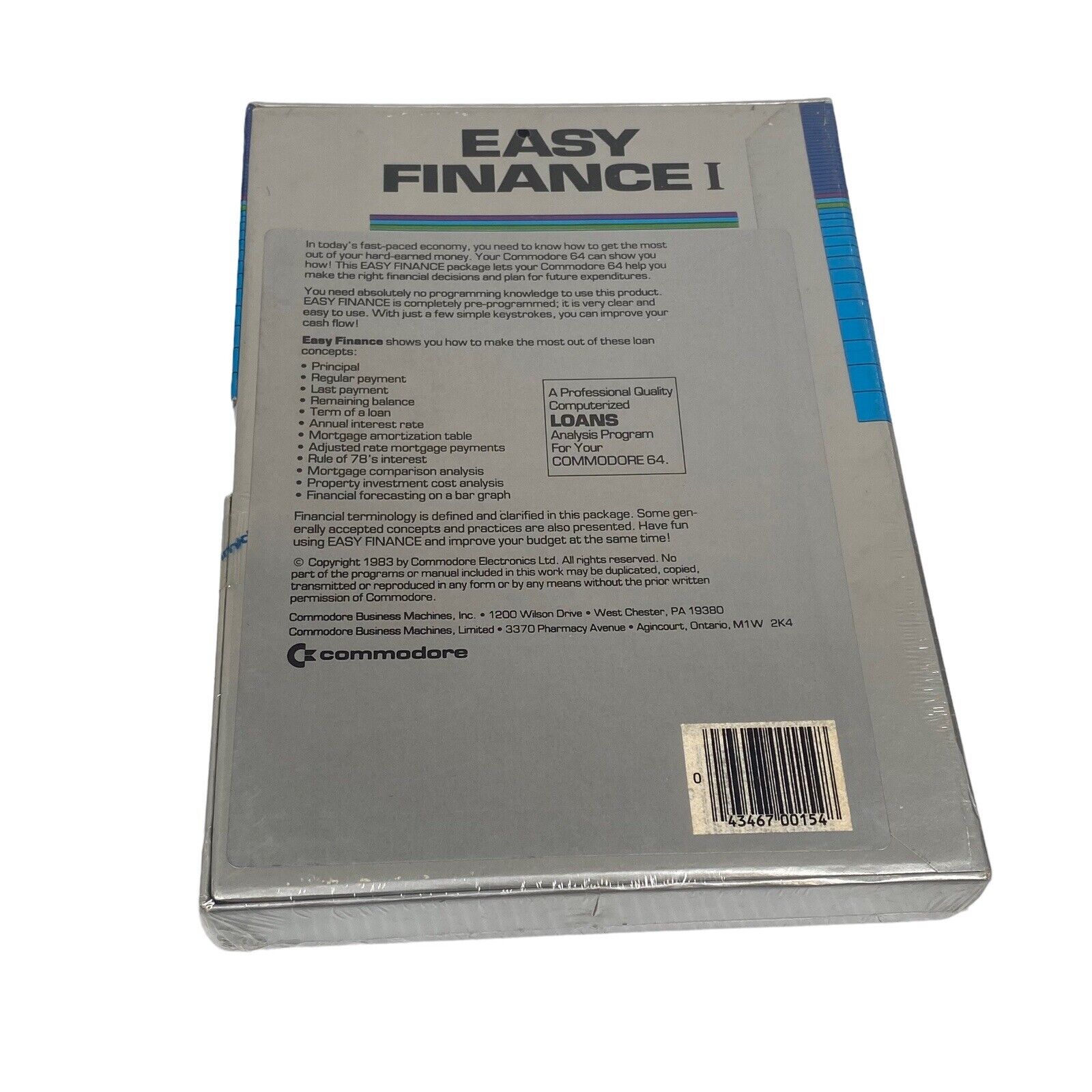 VTG 1983 Easy Finance I for the Commodore 64 on 5.25" SEALED NOS