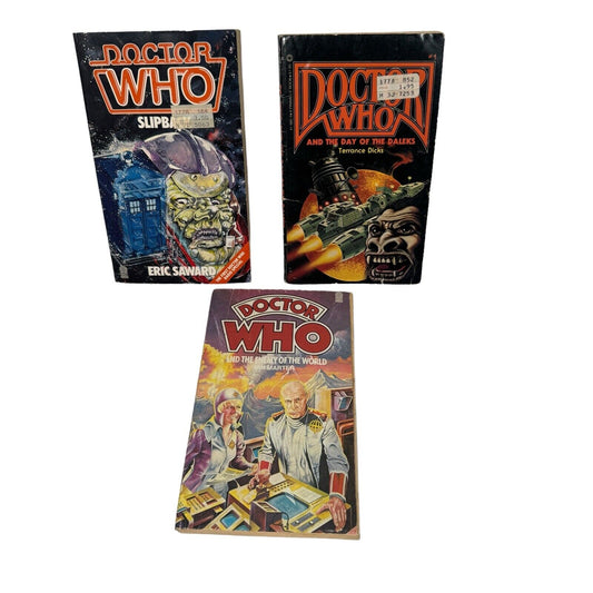 Lot Of 3 Doctor Who VTG 1970s / 1980s Paperback Sci-Fi Novels Slipback & More