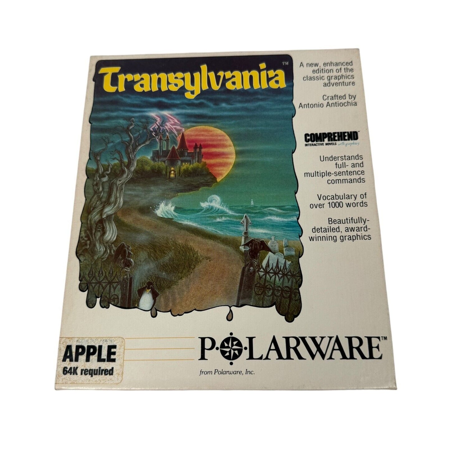 Transylvania Apple 64K Polarware Text Adventure Complete CIB Computer Game