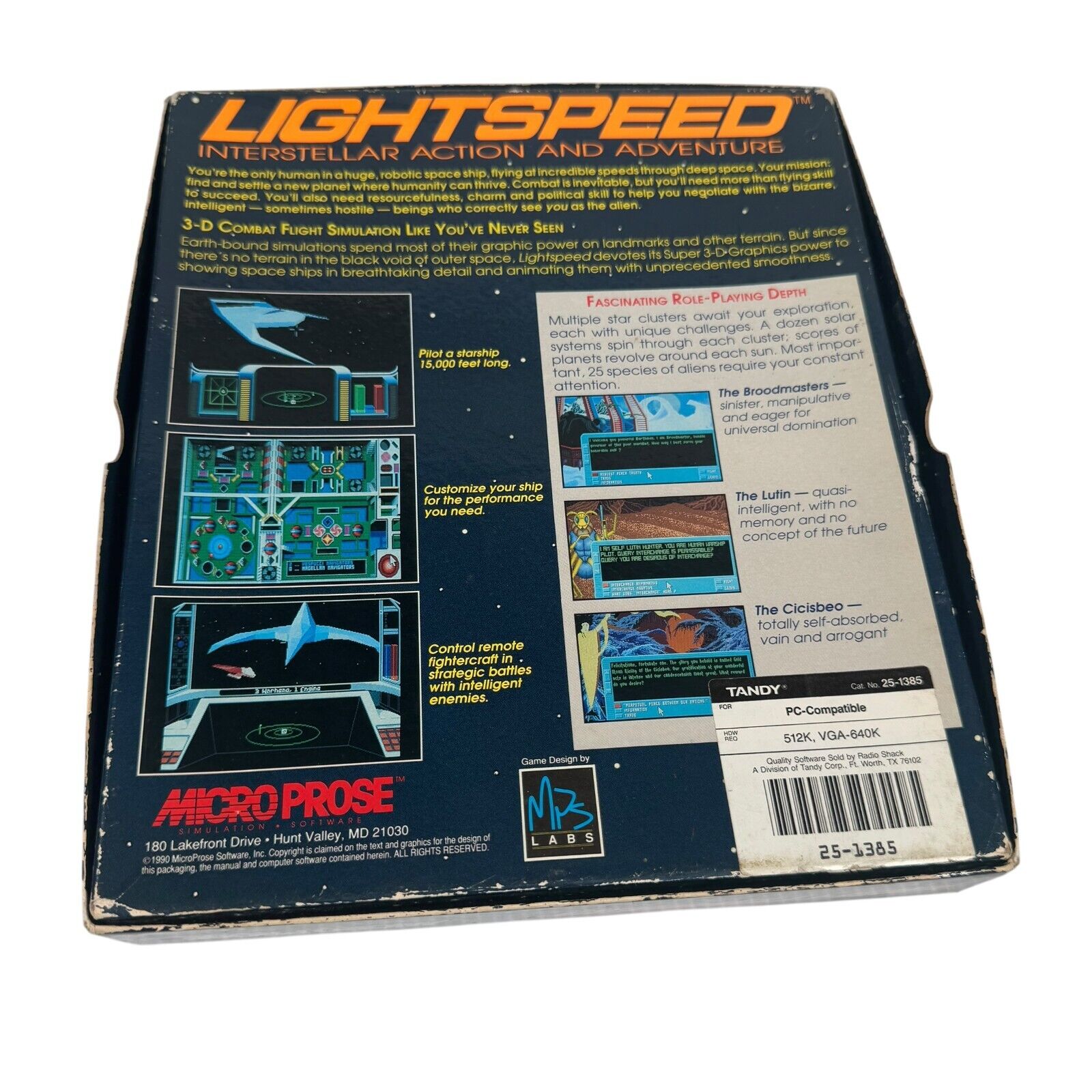 Lightspeed IBM PC Big Box Game MicroProse 1990 100% Complete 5.25" & 3.25" Ver.