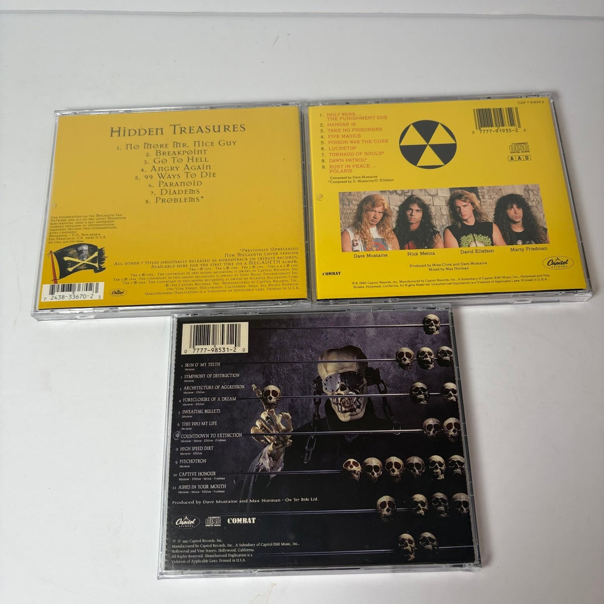 Megadeth Lot of 3 Countdown, Rust in Peace, Hidden Treasures Thrash Heavy Metal