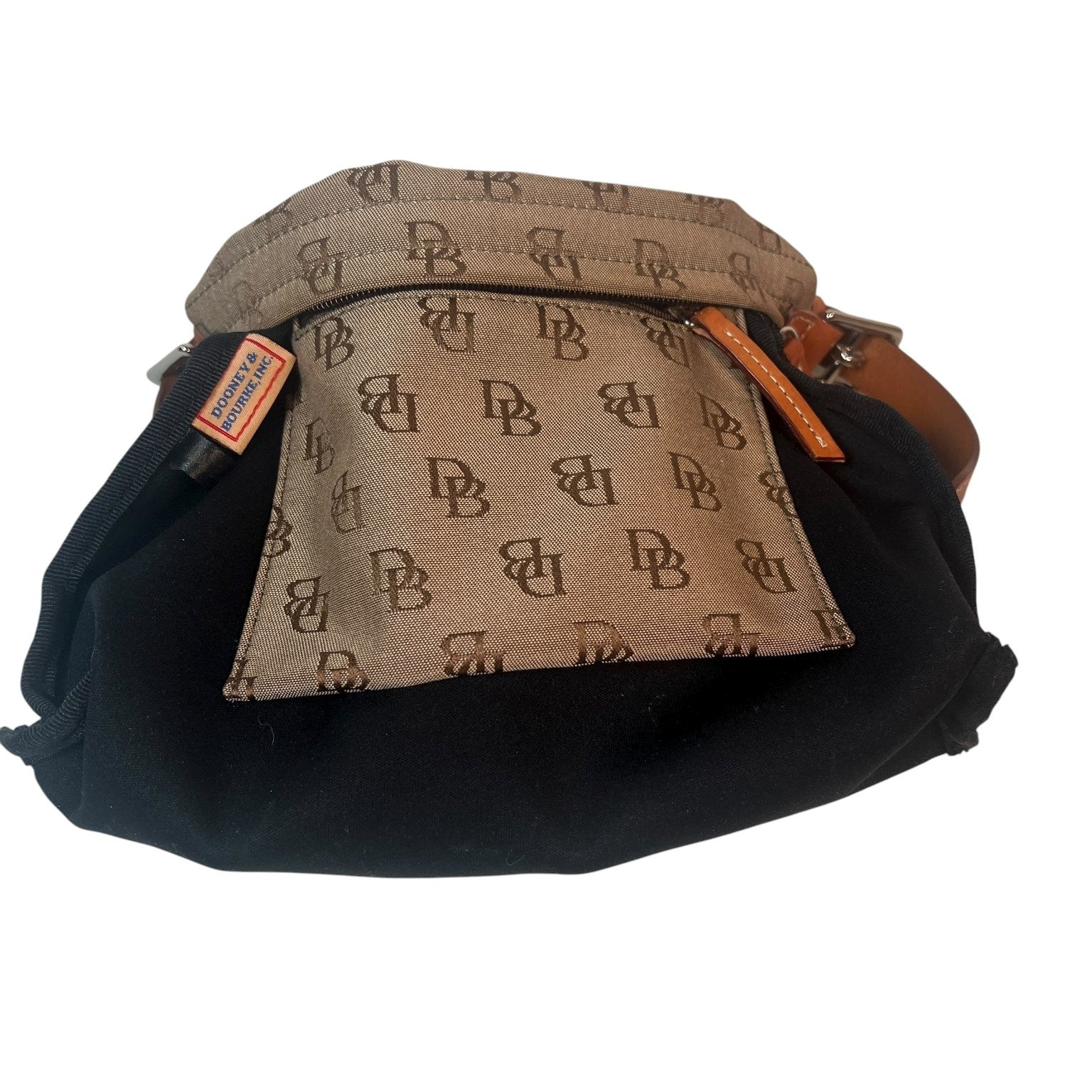 Dooney & Bourke Women's Monogram DB Logo Canvas Brown Shoulder Bag Leather Strap