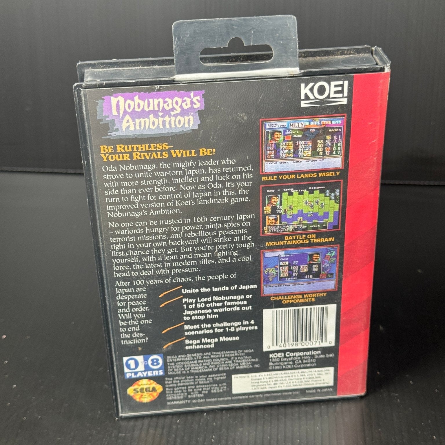 Nobunaga's Ambition Sega Genesis Video Game Strategy Case & Game