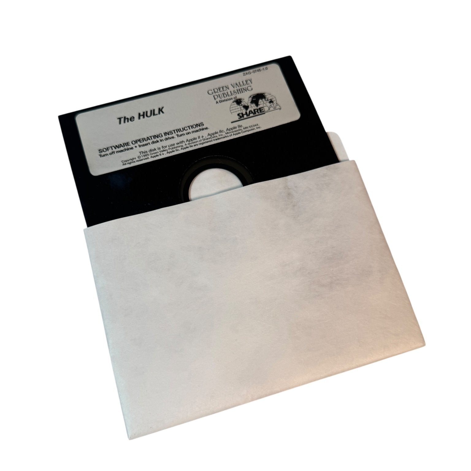 Vintage The Hulk Questprobe Apple II Video Game Marvel Adventure 5.25" Floppy