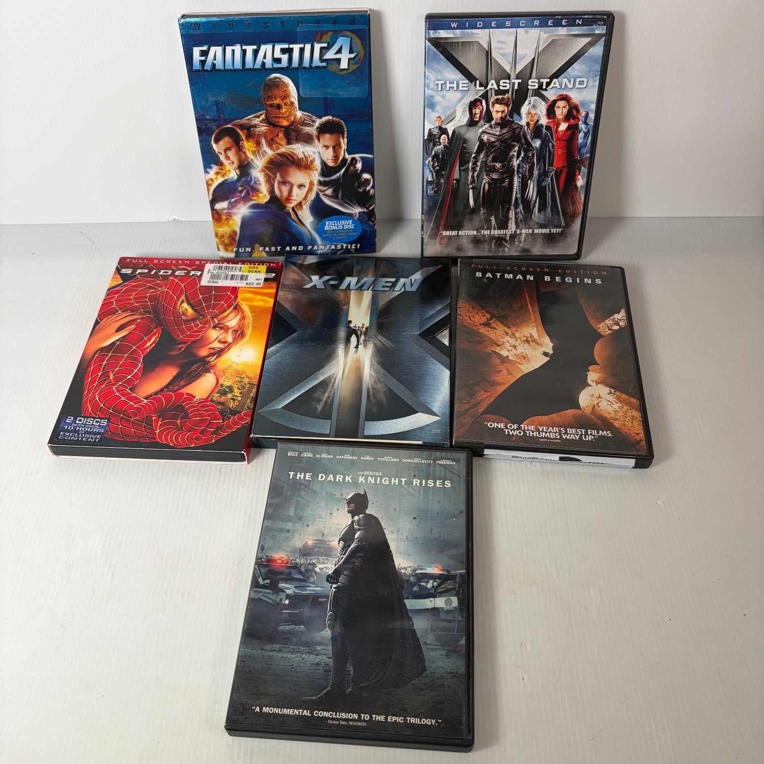 Lot of  6 Superhero DVDs Fantastic 4, Spider-man 2, Batman Begins, X-Men & More
