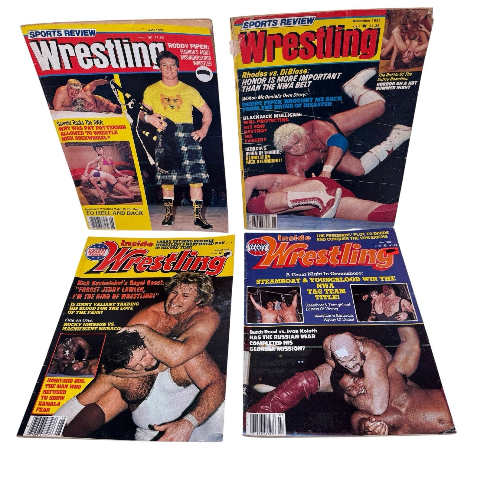 Vintage Lot Of 7 Wrestling Magazines Inside Wrestling, Sports Review & More