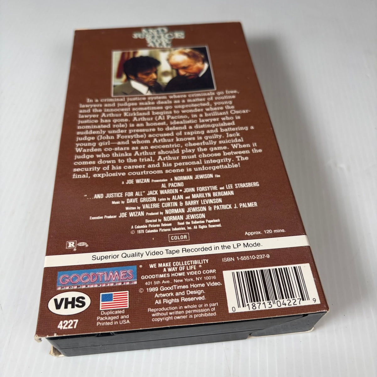 And Justice For All VHS 1989 Legal Drama Original Release GoodTimes