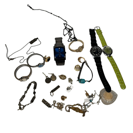 As Is Watches And Costume Jewelry Lot For Parts