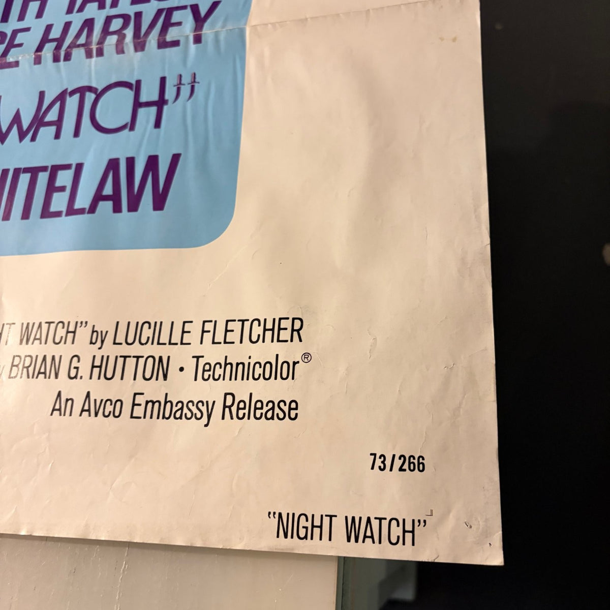 Vintage Night Watch 1973 One Sheet Movie Poster Elizabeth Taylor Laurence Harvey