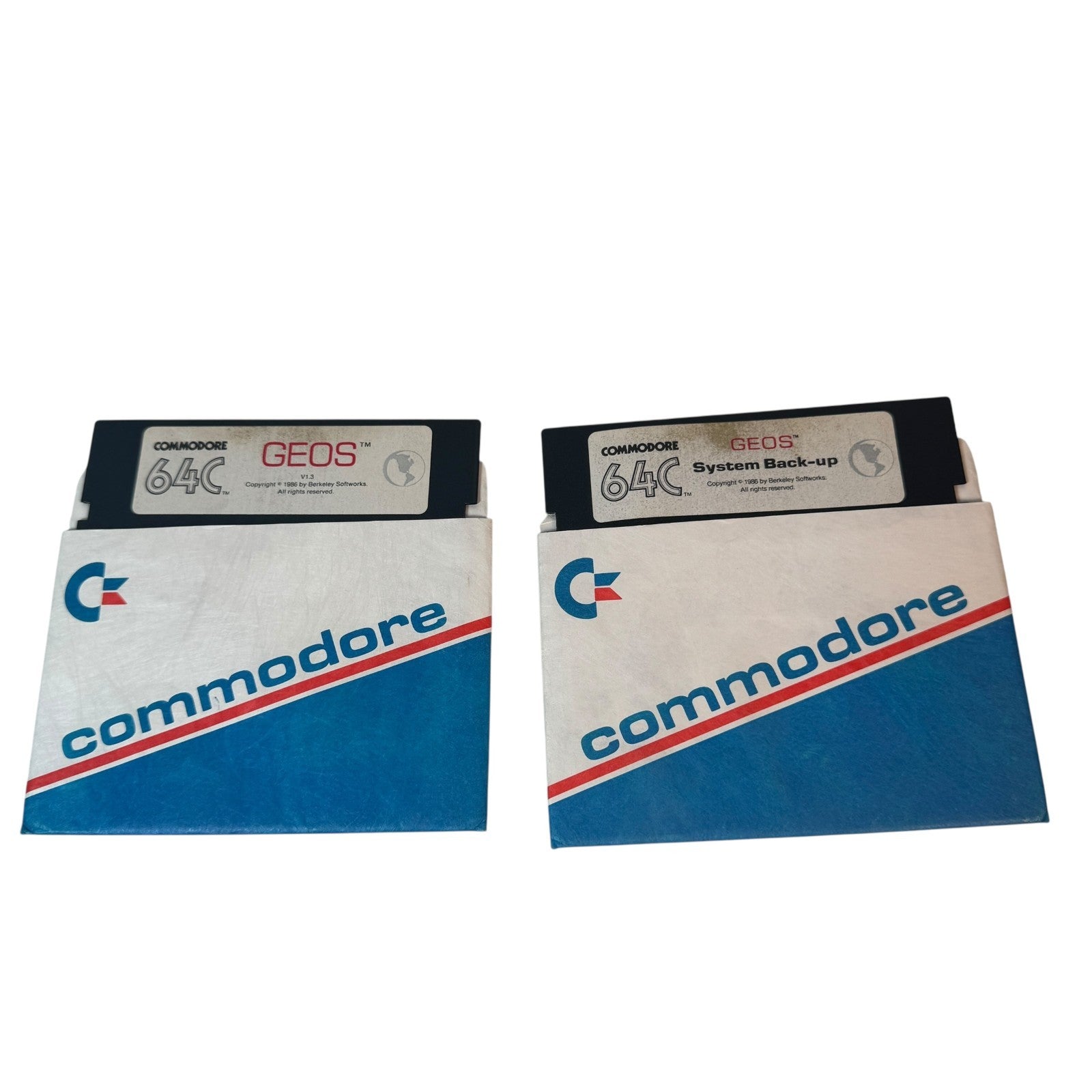 Vintage Commodore 64C GEOS & System Back-up System Disks w/ Applications v 1.3