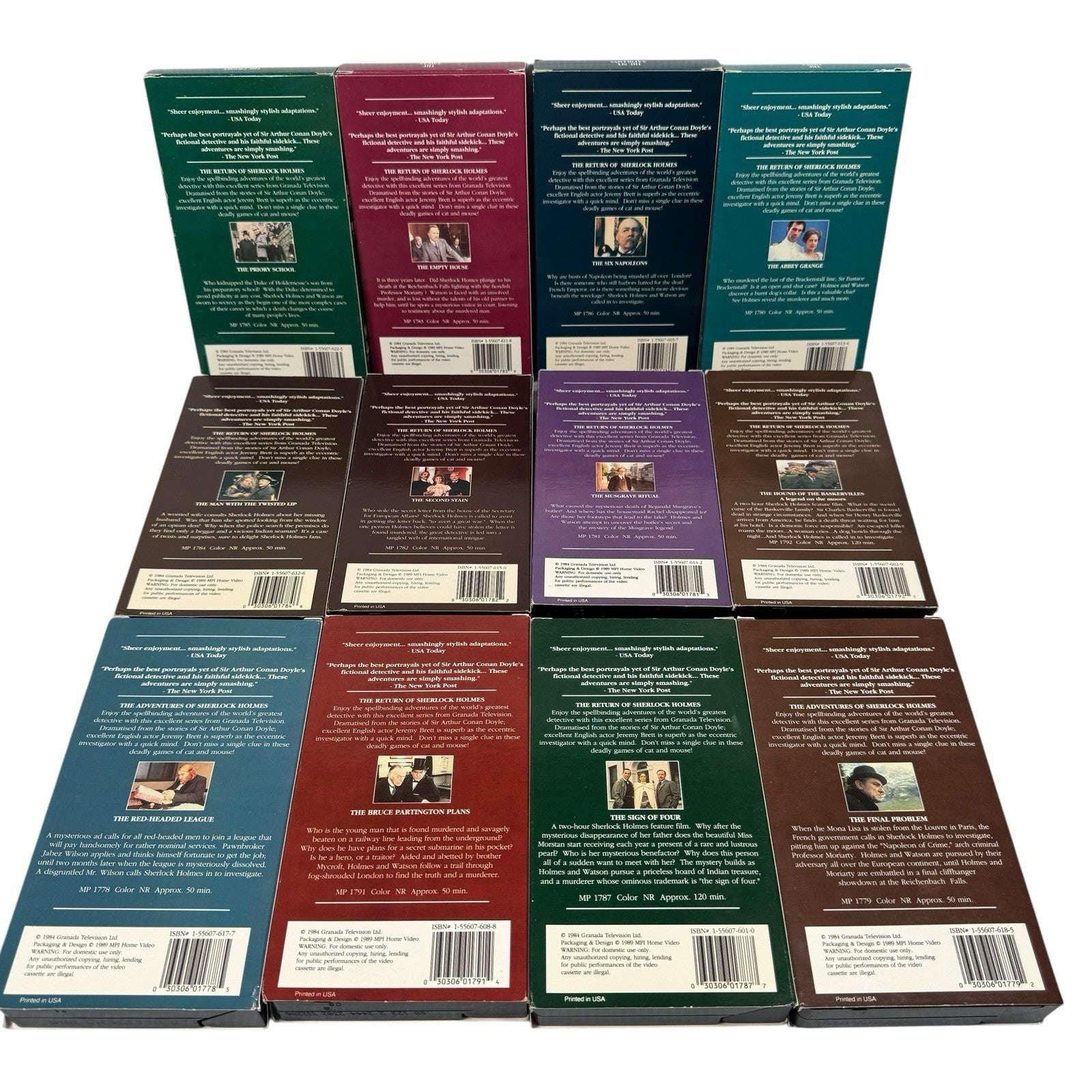 The Return of Sherlock Holmes & Adventures Lot of 12 VHS Videotapes