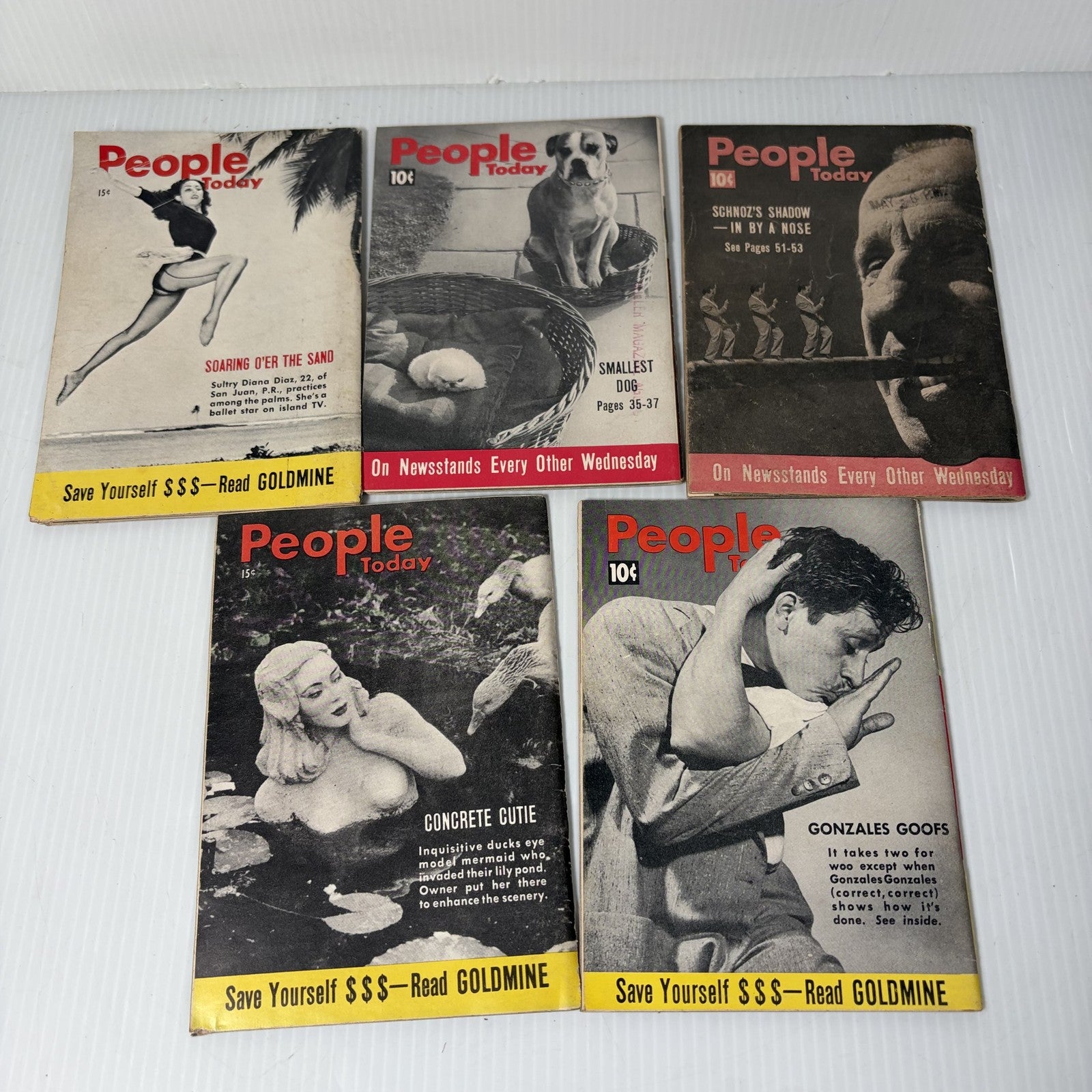 Vintage People Today Magazine Tabloid Lot of 5 1953 - 1954 Mid-Century Pin-Up