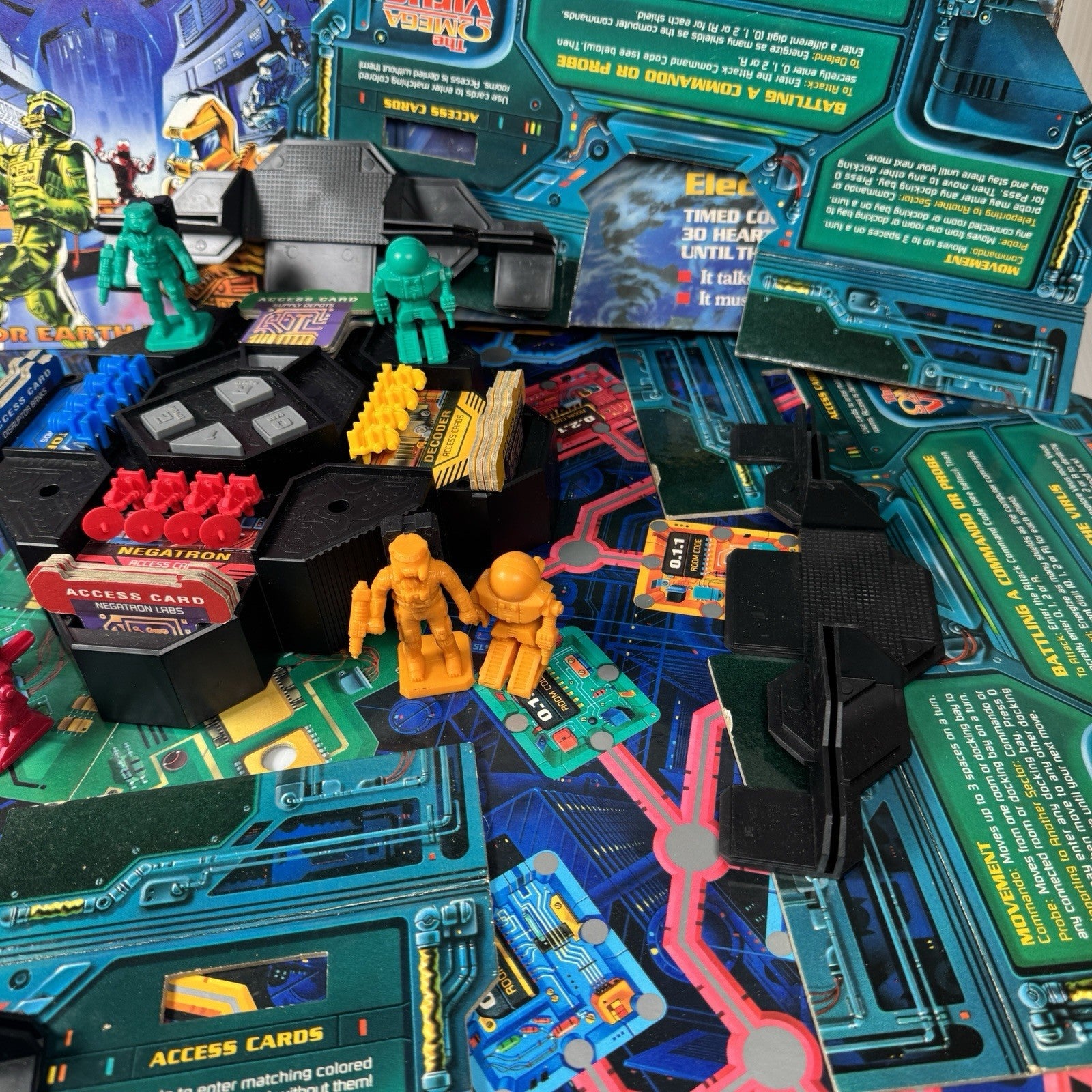 Vintage 1992 Omega Virus Board Game Complete As Is Non-Working Electronics