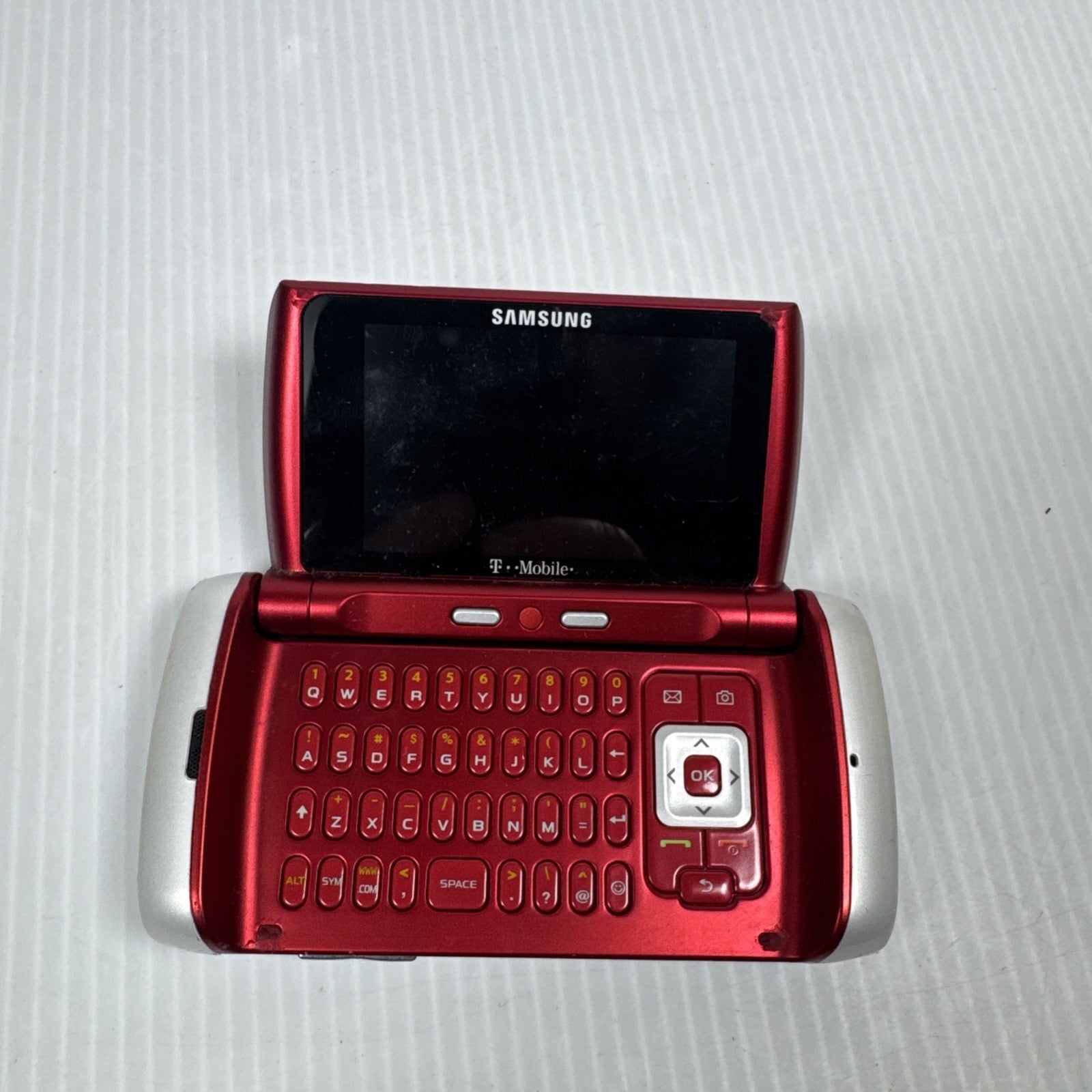 Samsung Comeback SGH-T559 White & Red T-Mobile Rare Keyboard Phone AS IS No Batt