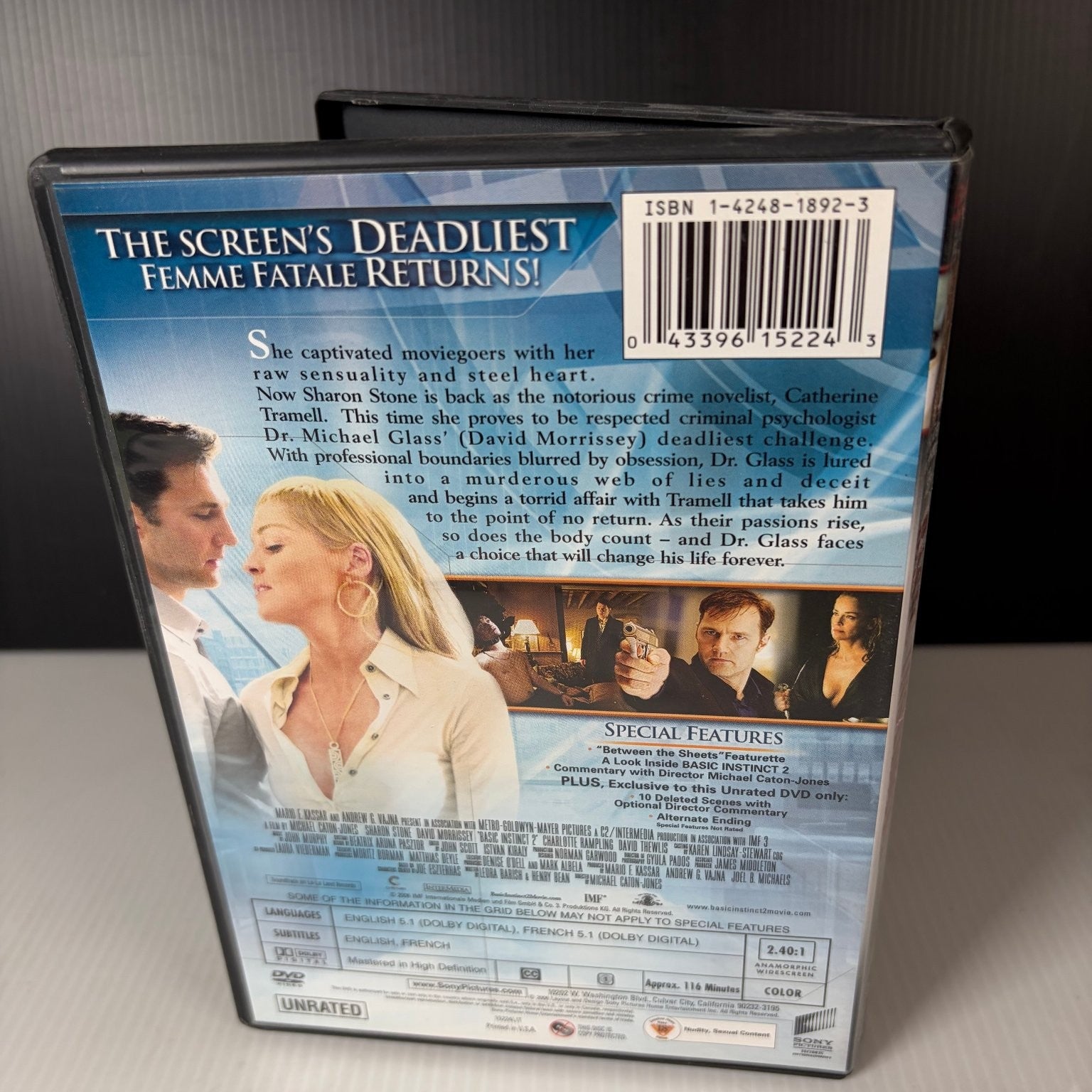 Basic Instinct 2 DVD 2006 Unrated Extended Cut Sharon Stone David Morrissey