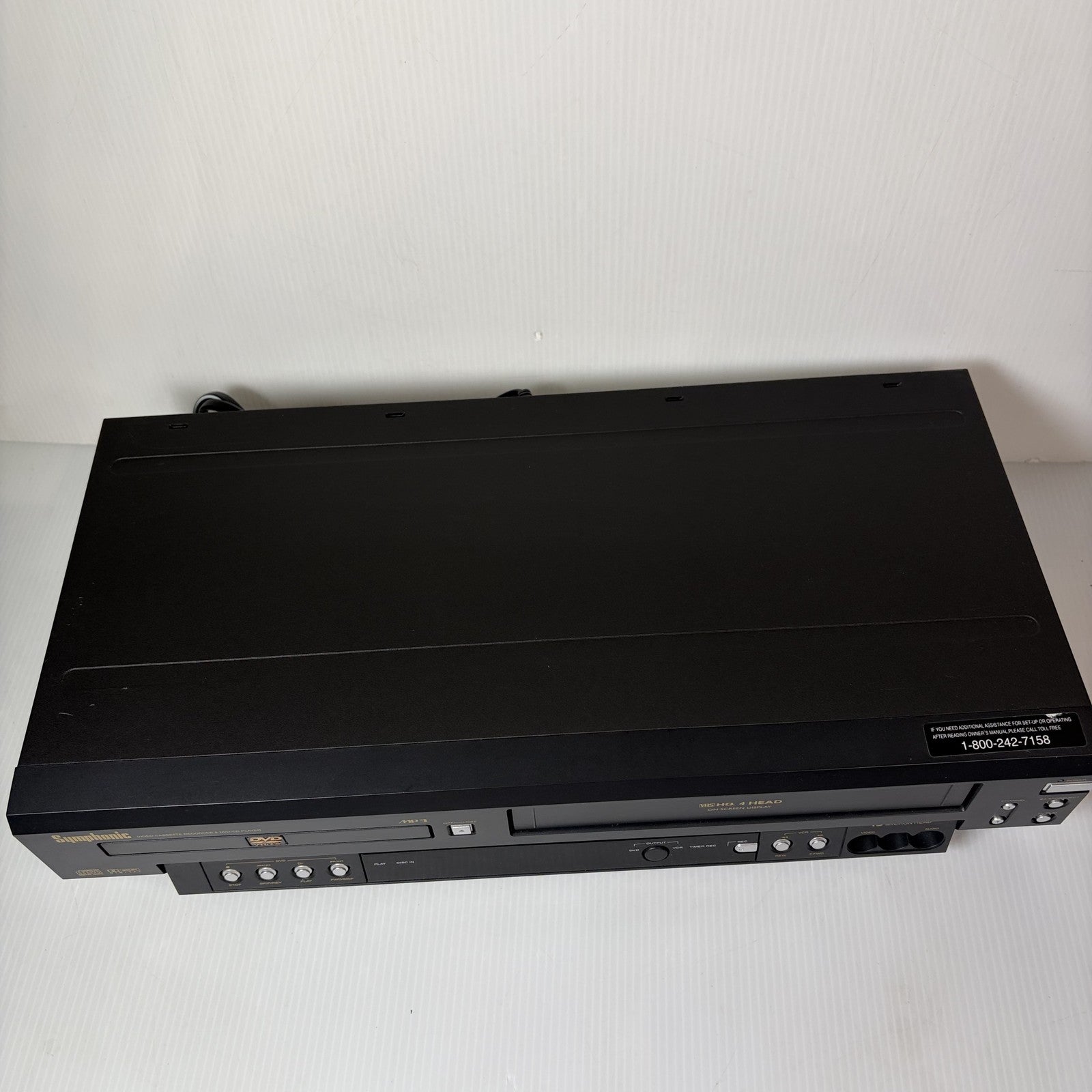 Symphonic WF805 VCR/DVD Combo Player VHS Hi-Fi 4 Head Recorder MP3 Dolby Digital