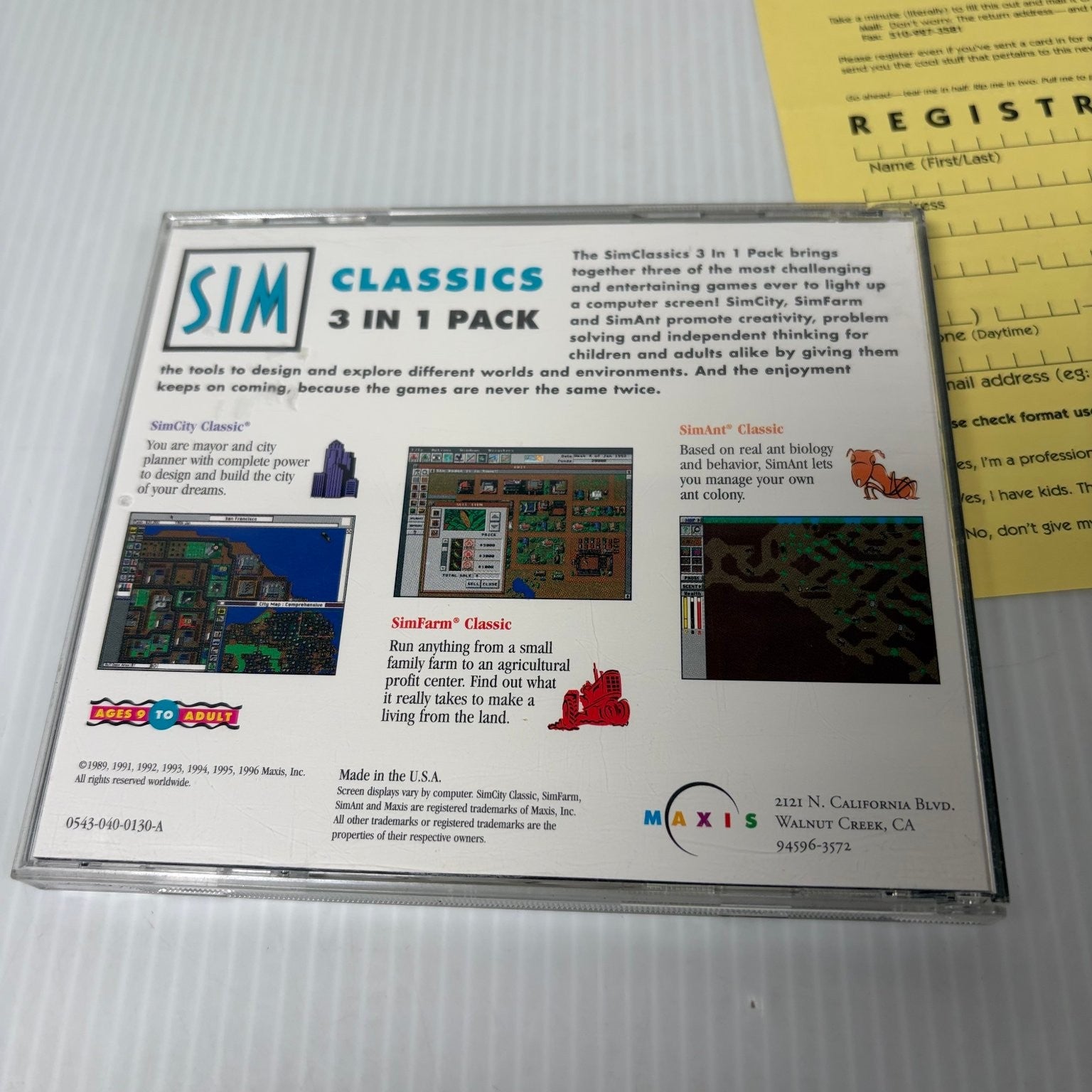 Sim Classics 3 In 1 Pack PC Windows Mac Big Box PC Game SimCity SimFarm SimAnt