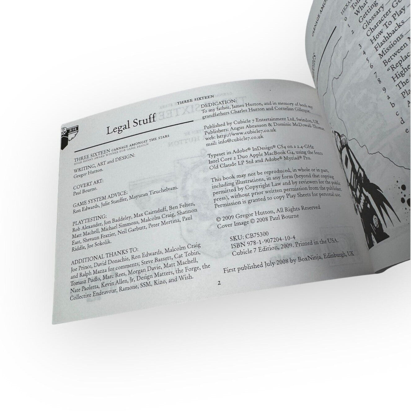 3:16 Carnage Amongst the Stars RPG Rulebook Cubicle 7 & Box Ninja Edition