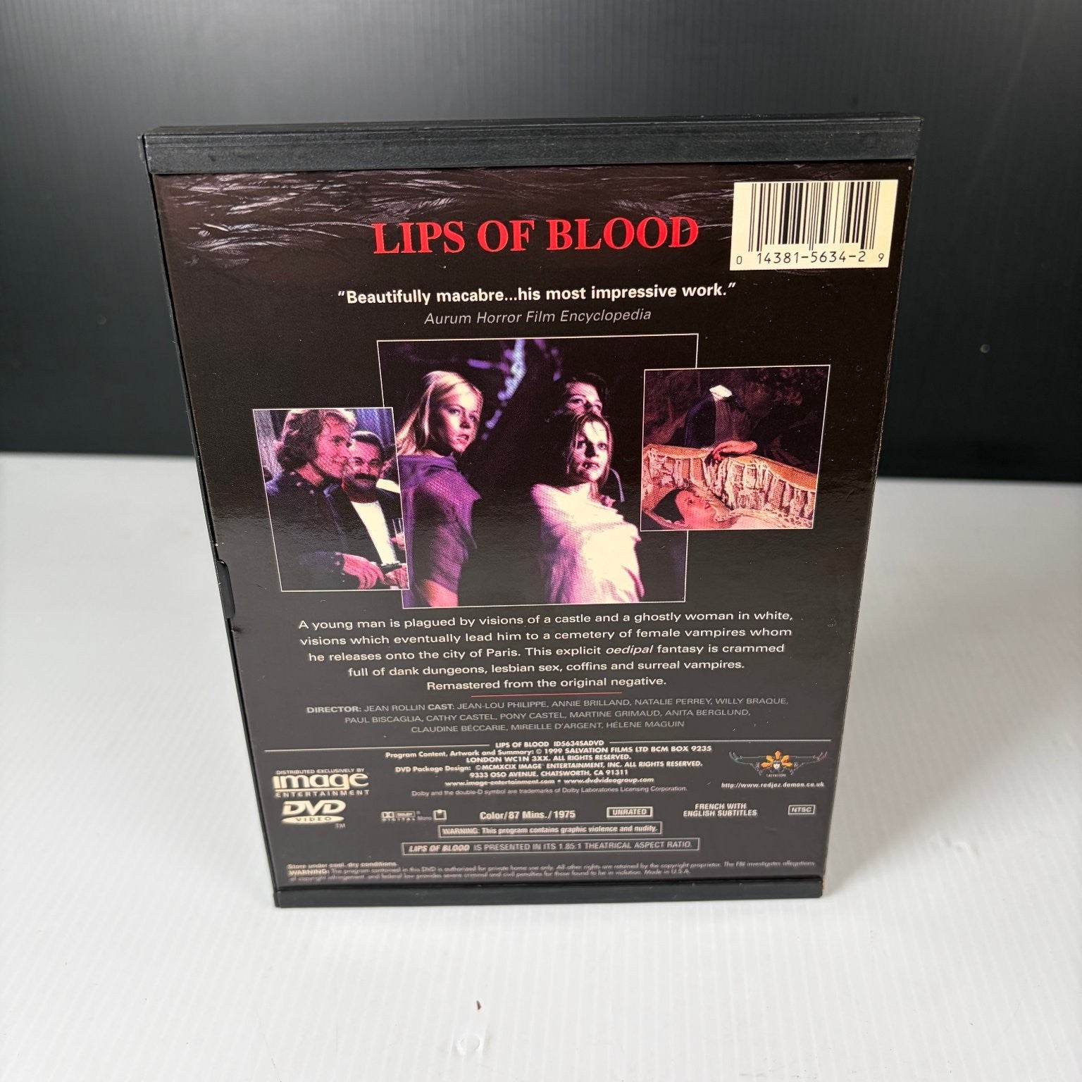 Lips of Blood DVD 1975 Widescreen Edition Jean Rollin Horror