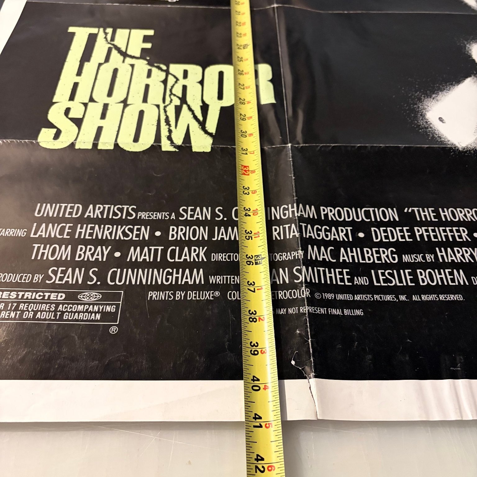 The Horror Show 1989 One Sheet Movie Poster United Artists Full Size 27"x41"
