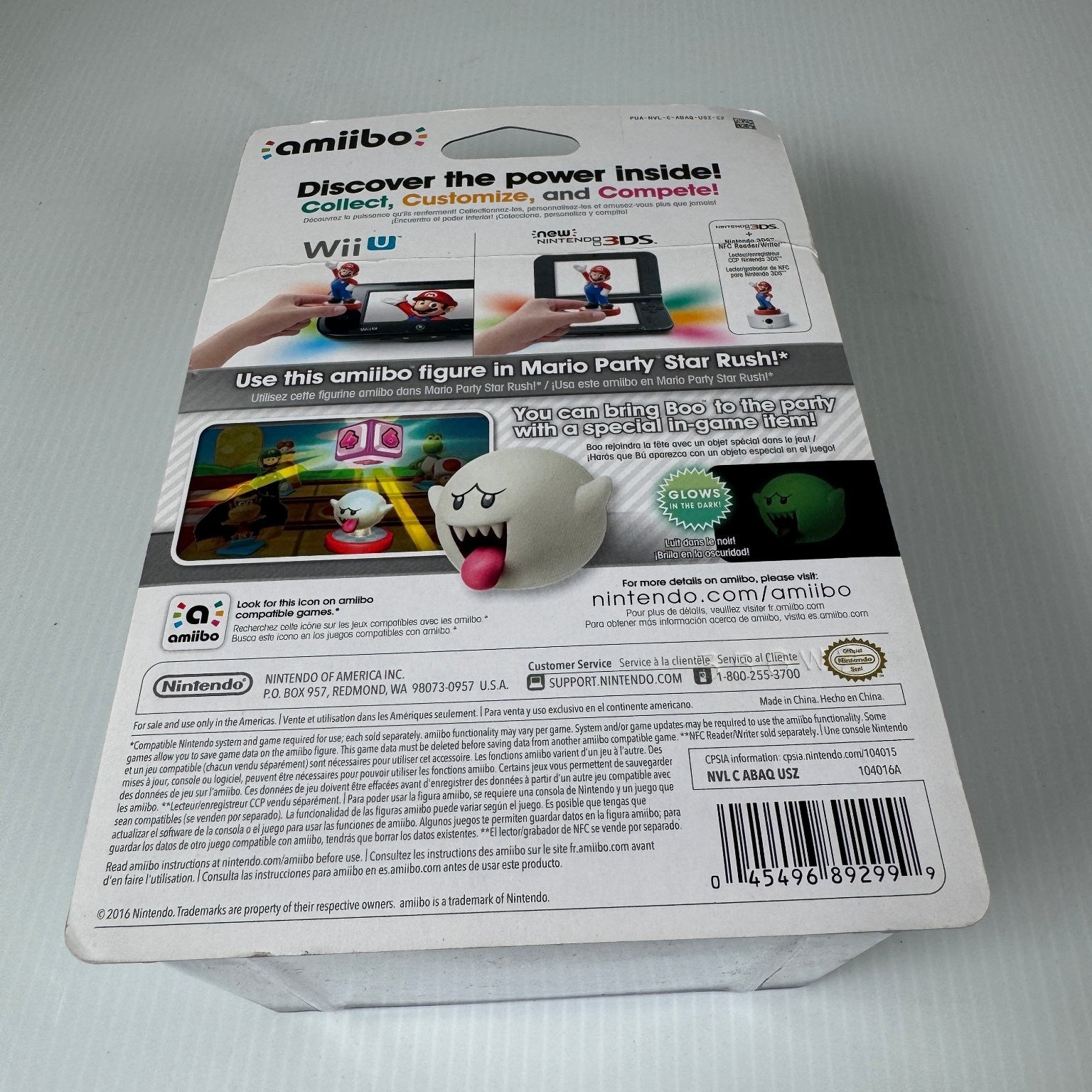 Nintendo Boo Amiibo Figure Glow In The Dark Super Mario Wii U 3DS