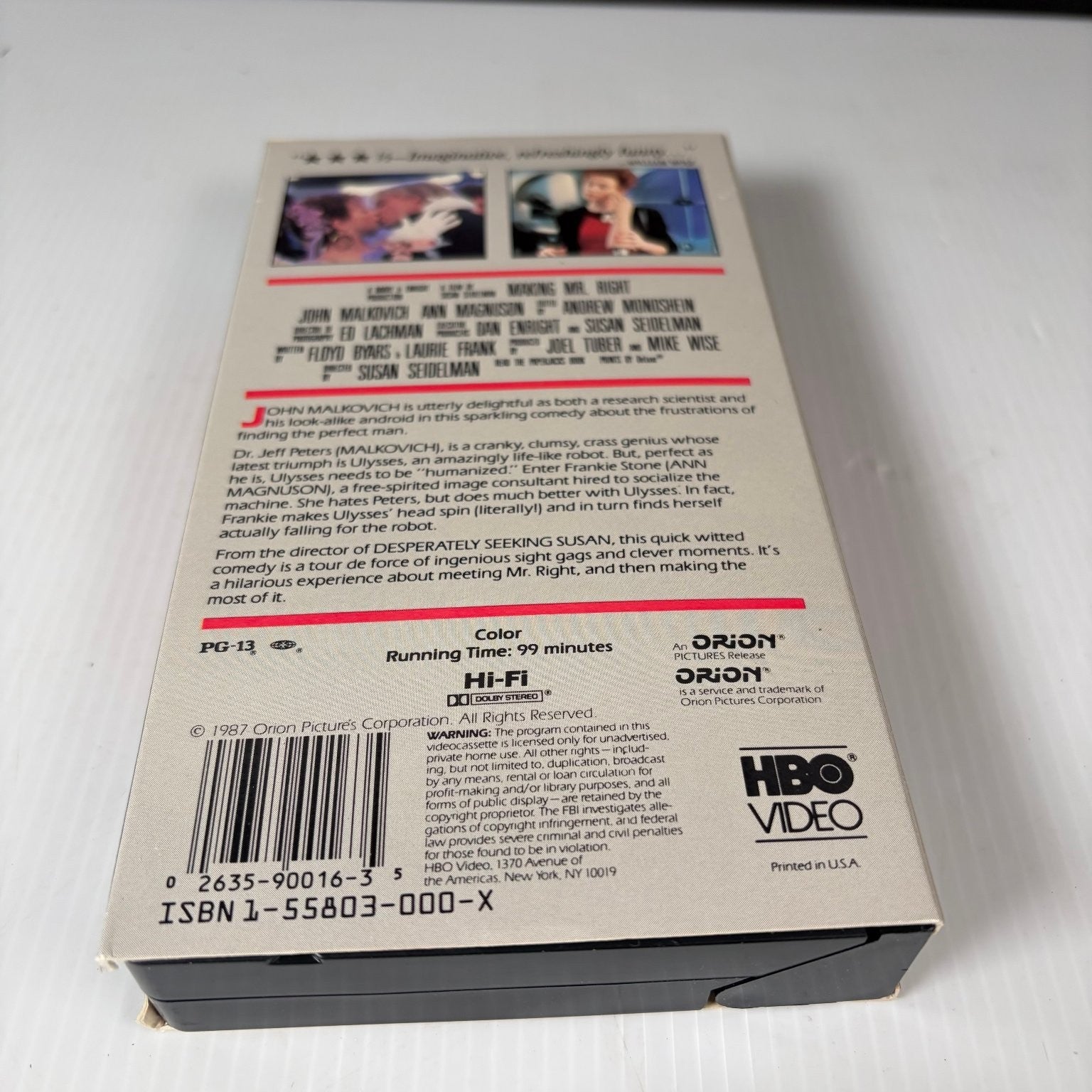 Making Mr. Right VHS 1987 Comedy Original Release HBO Video Orion