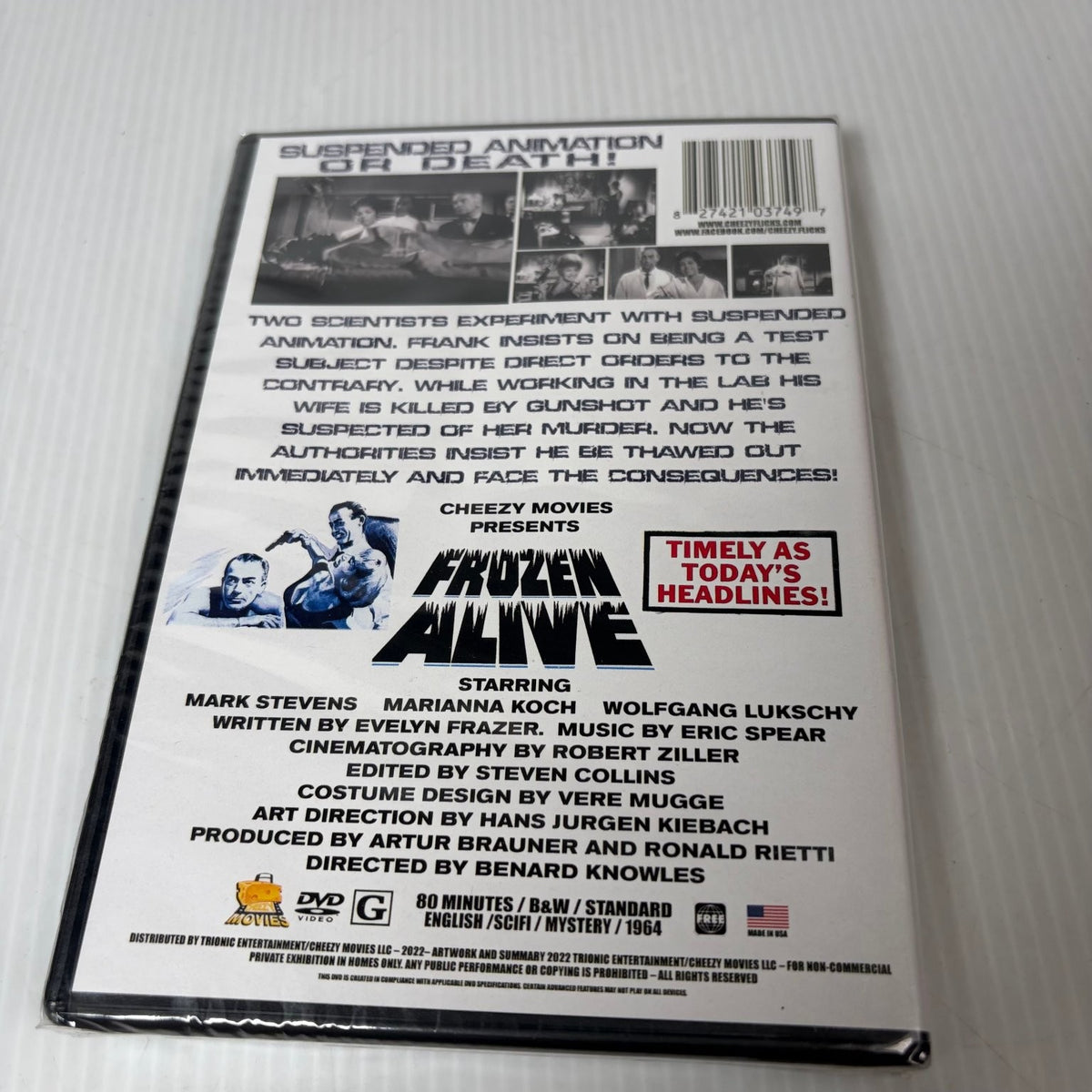 Frozen Alive DVD 1964 Mark Stevens Bernard Knowles Suspended Animation Sci-Fi
