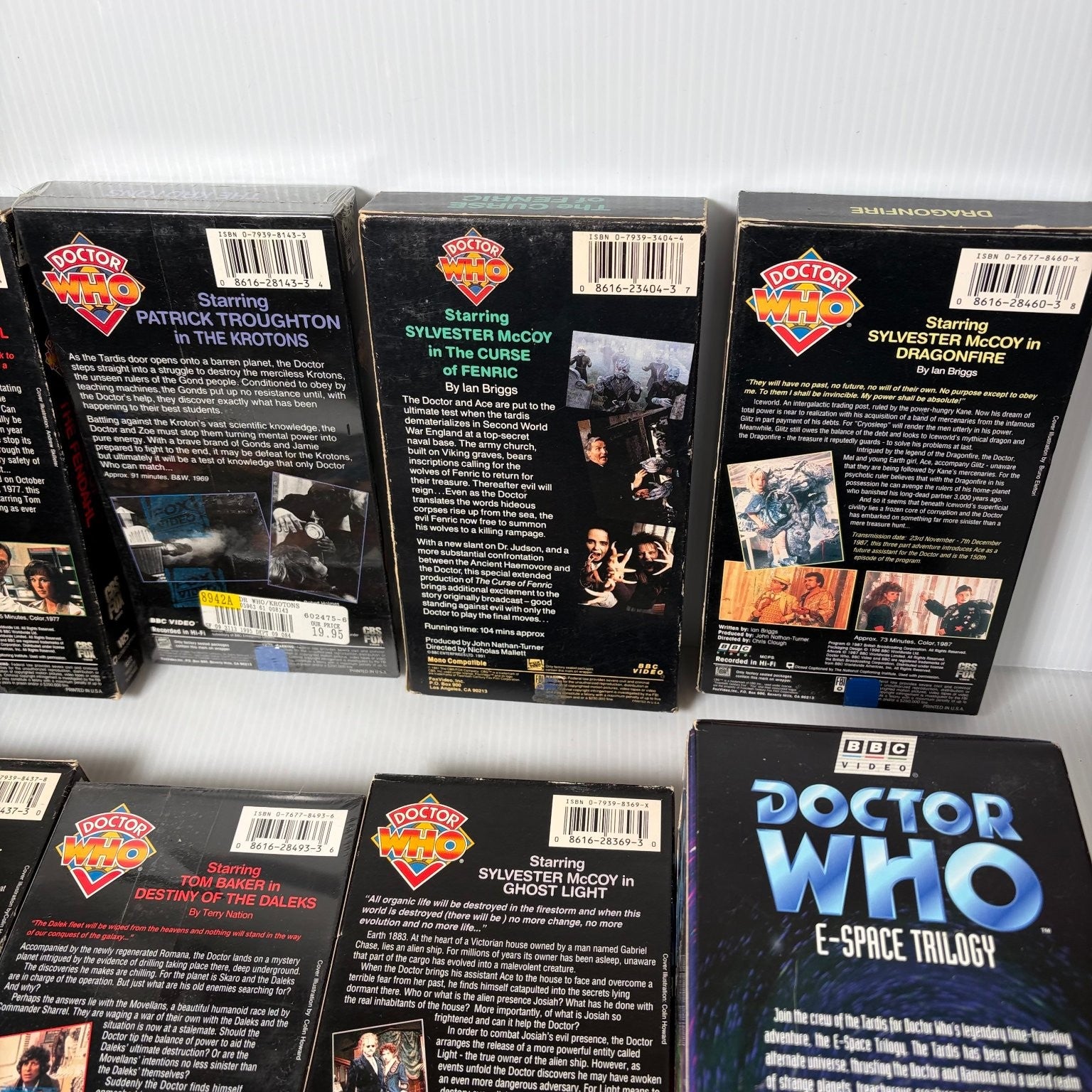 Doctor Who Vintage VHS Mixed Lot of 12 w/ Some Sealed E-Space Trilogy Sci-Fi