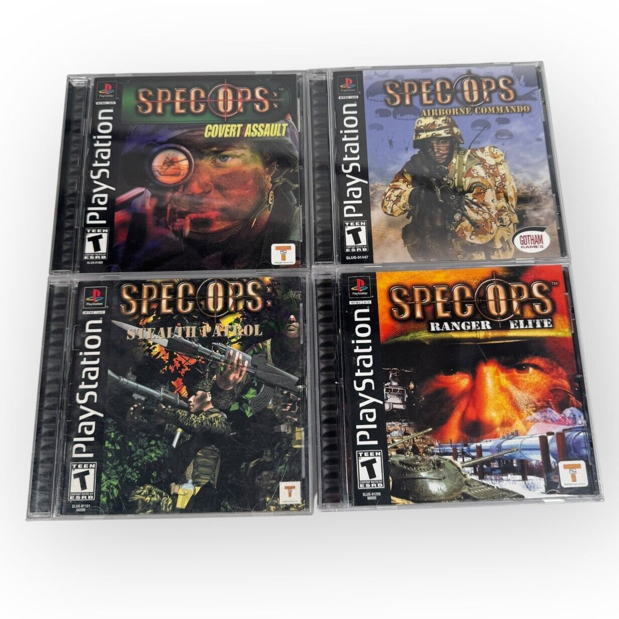 Spec Ops Playstation 1 Full Series War Games Covert Assault, Ranger Elite CIB BL