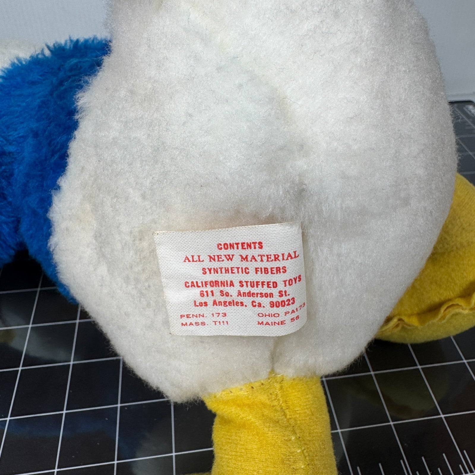 Vintage Walt Disney Land Donald Duck Rubber Face Plush California Stuffed 14"