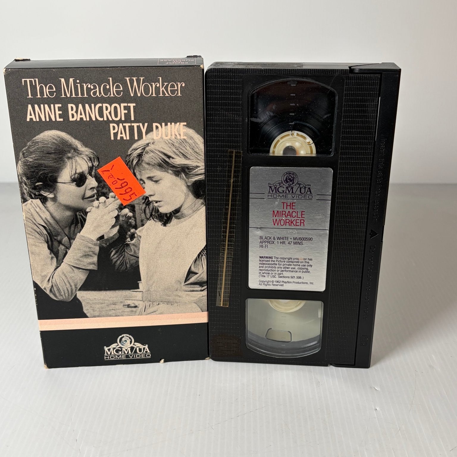 The Miracle Worker VHS 1962 Drama Anne Bancroft Patty Duke MGM/UA Home Video