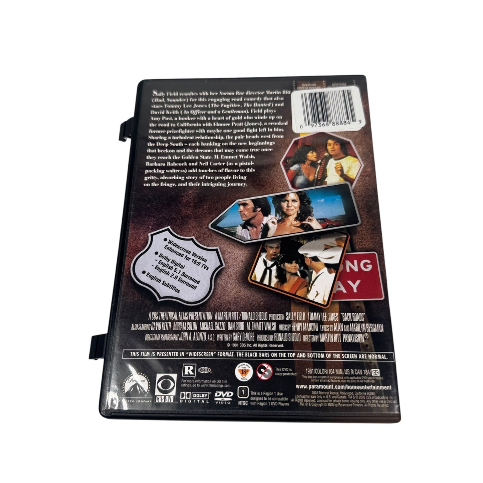 Back Roads Romantic Drama Movie DVD 1981 Sally Field & Tommy Lee Jones Paramount