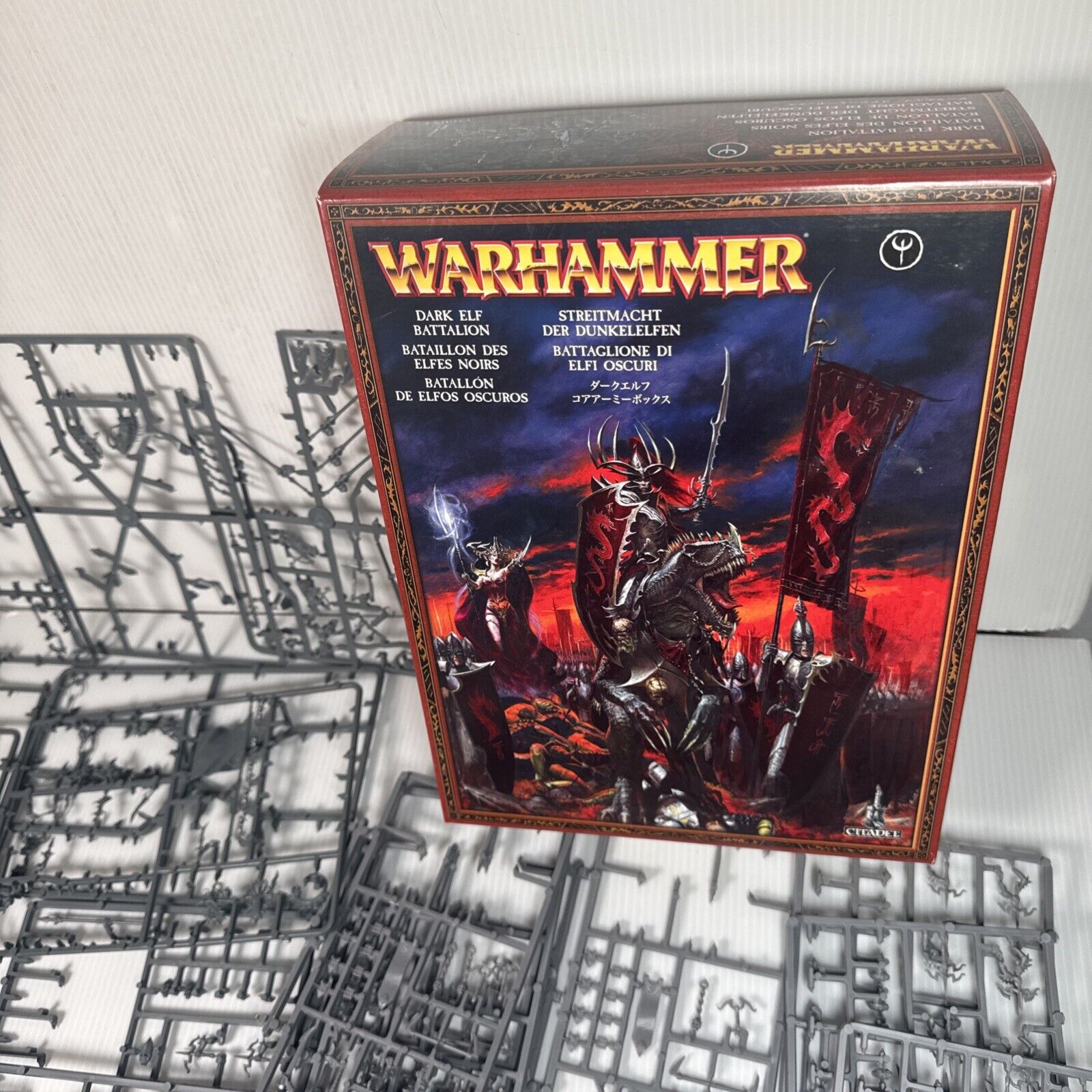 Warhammer Dark Elf Battalion Box With Bits & Sprues INCOMPLETE VTG WFB 1999