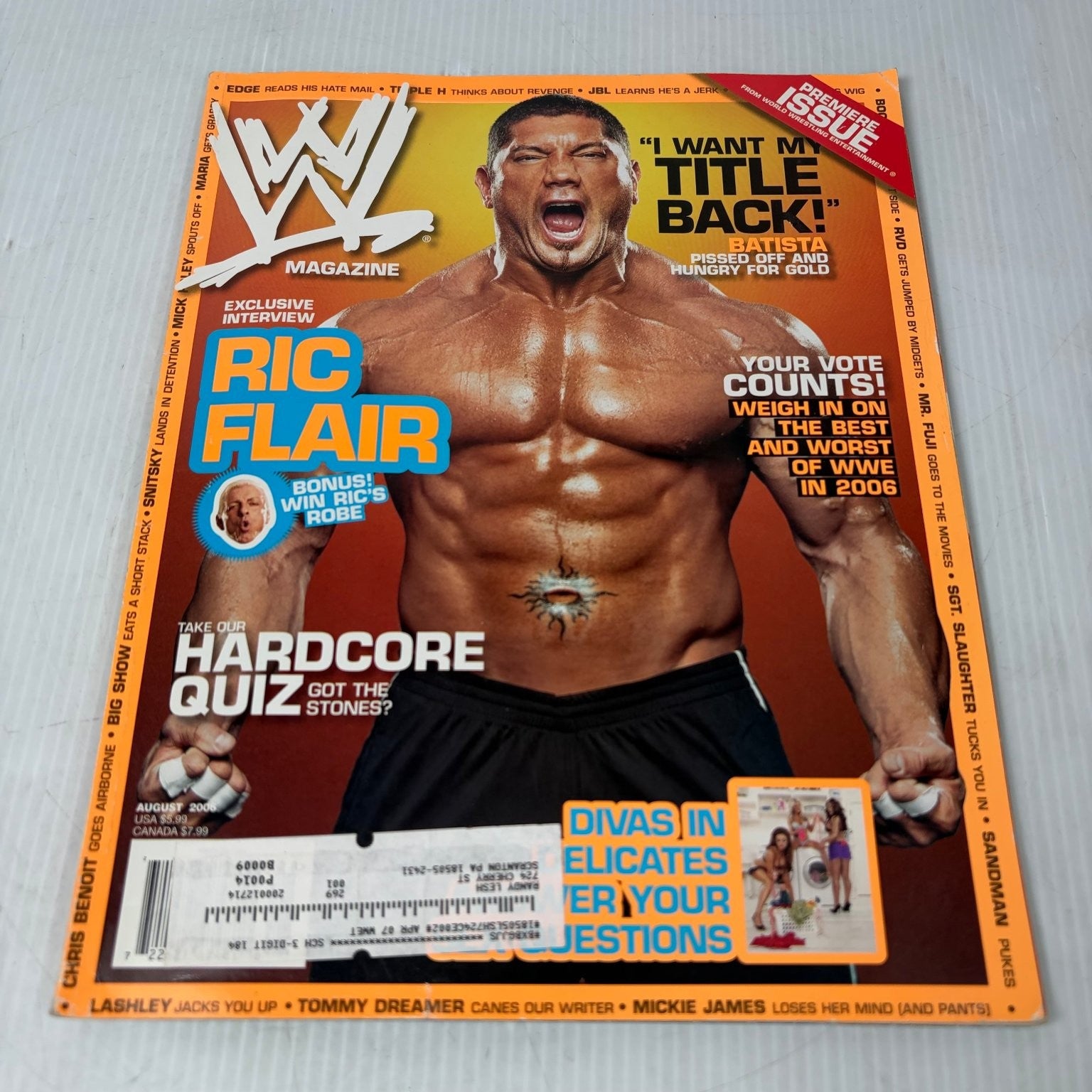 WWE Magazine August 2006 Batista Premiere Issue Ric Flair Wrestling