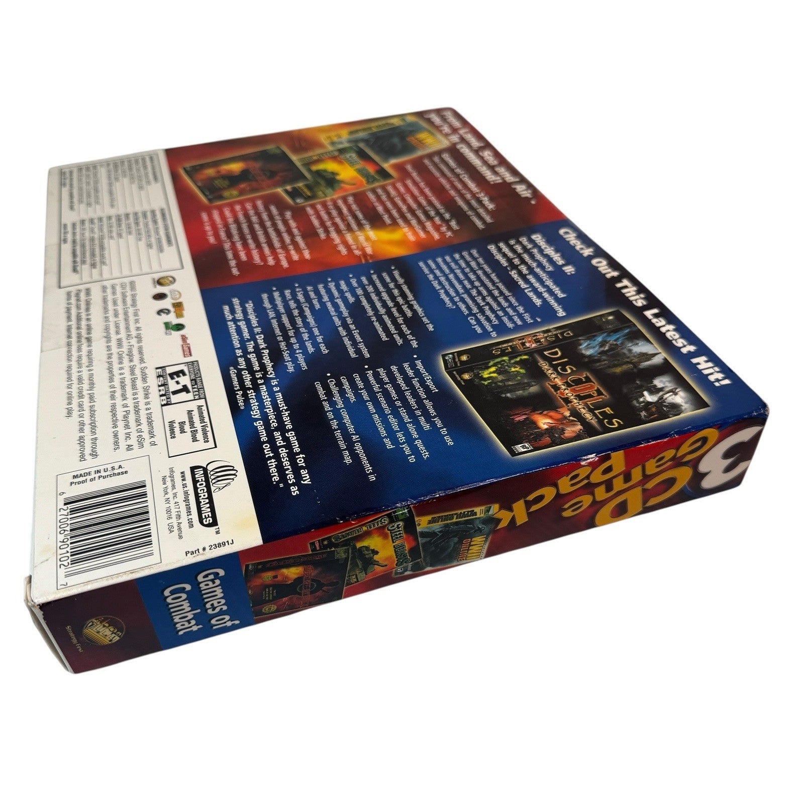 Infogrames 3 CD Game Pack WWII Online Steel Beasts Sudden Strike PC Big Box