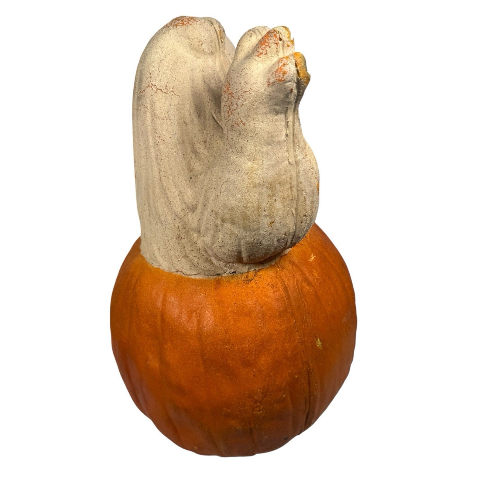 Vintage Happy Halloween Ghost with Pumpkin Foam Blow Mold w/ Gemmy Light