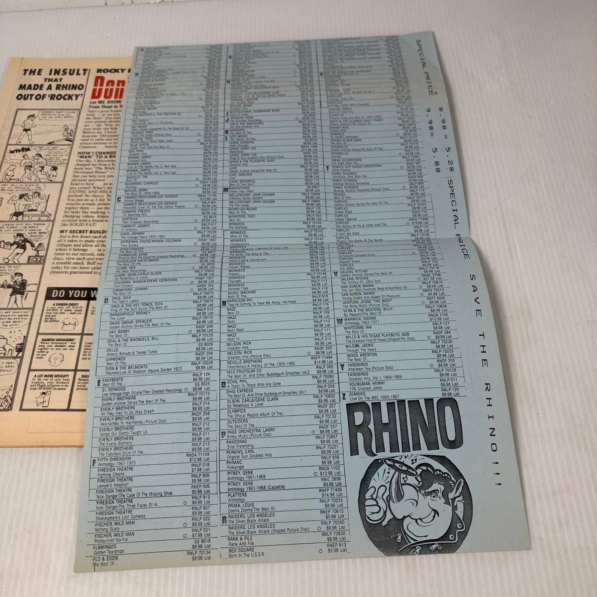 Rhino Records 1987 Summer Catalog Rhino Weird Fantasy Magazine Music