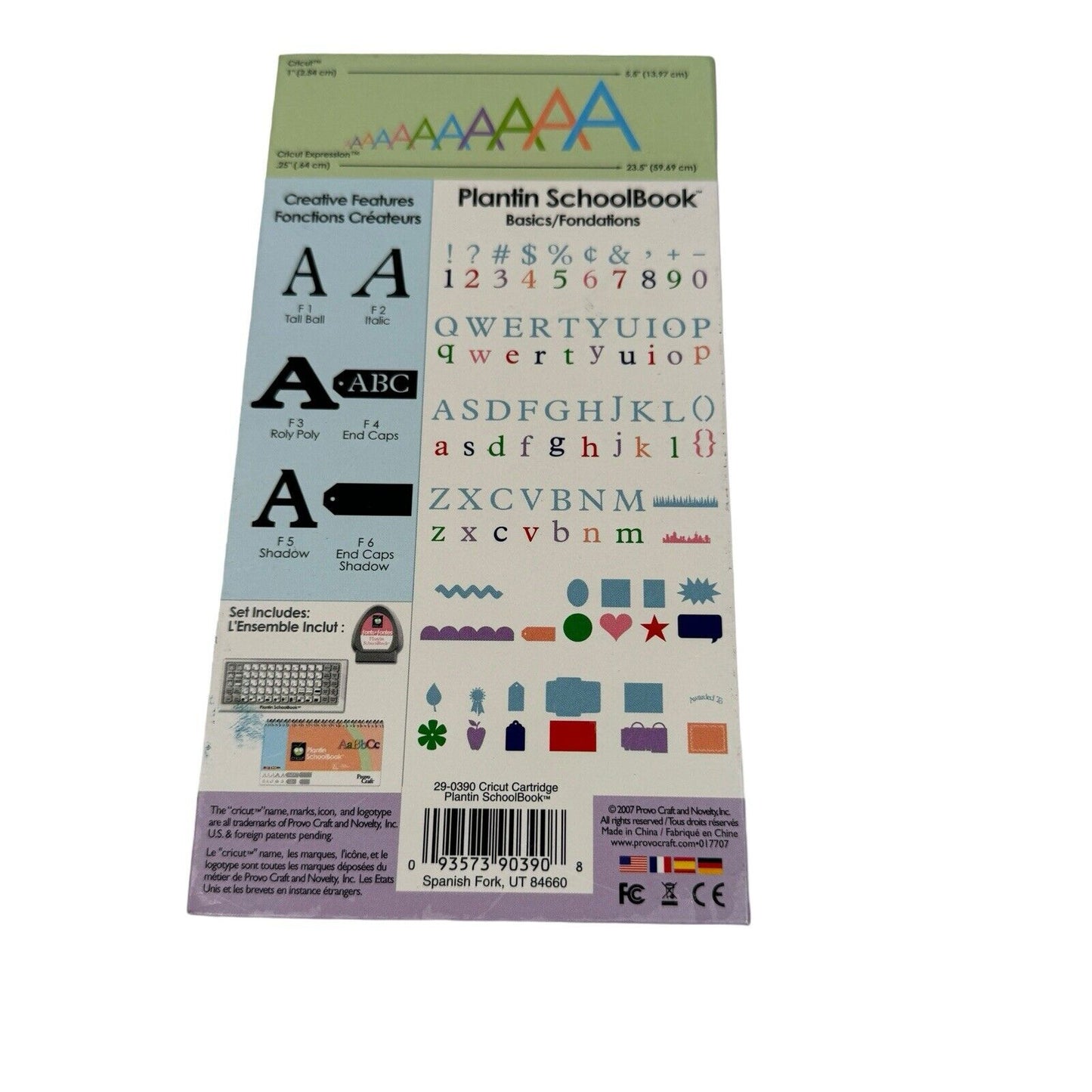 Cricut Die Cartridge PLANTIN SCHOOLBOOK  ABC Provo Cr FONTS 29-0591 2007