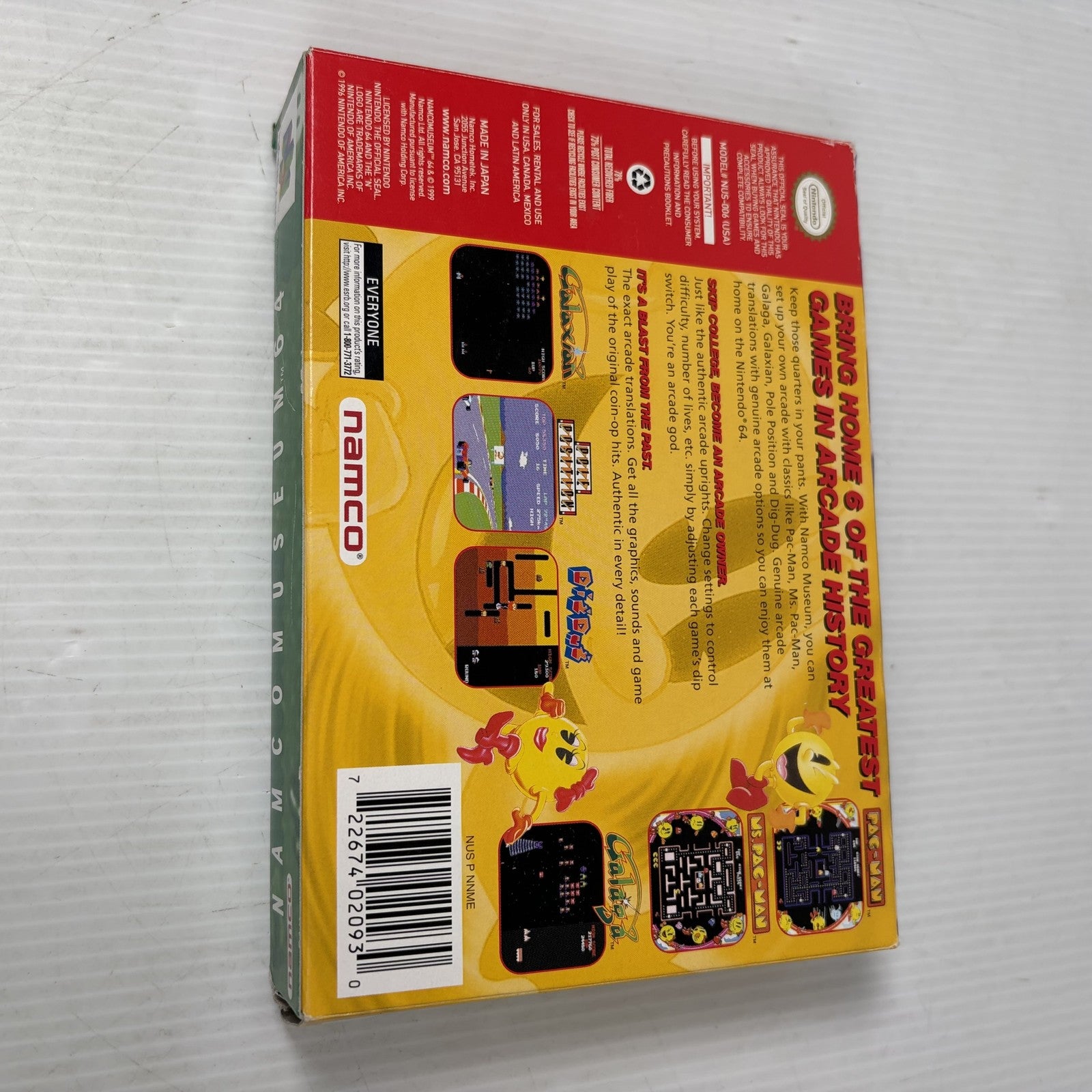 Namco Museum 64 Nintendo 64 N64 Pac-Man, Ms. Pac-Man, Galaga Complete In Box