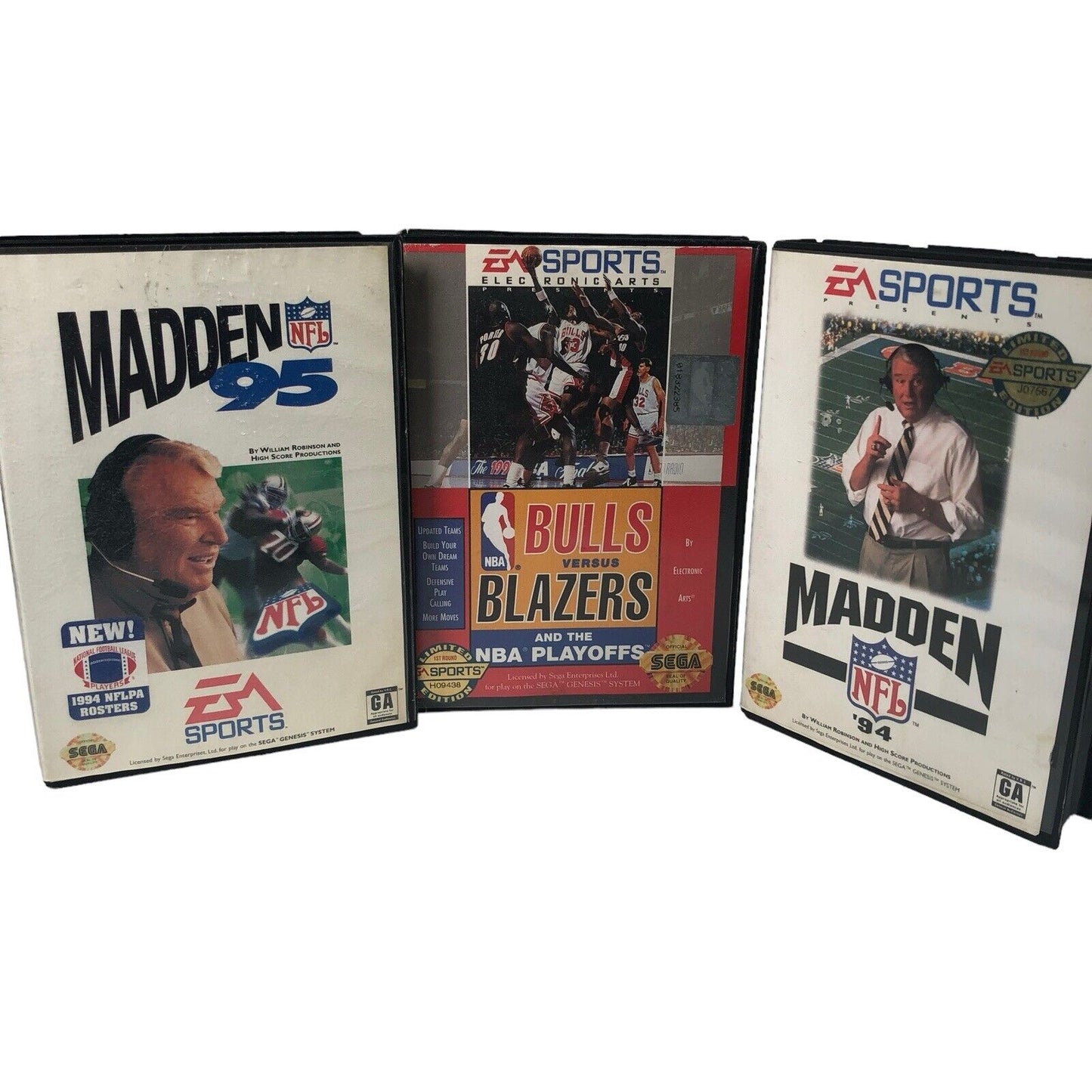 Lot Of 5x Sega Genesis Games In Cases Madden 94 & 95 Monopoly Ms PAC Man & More