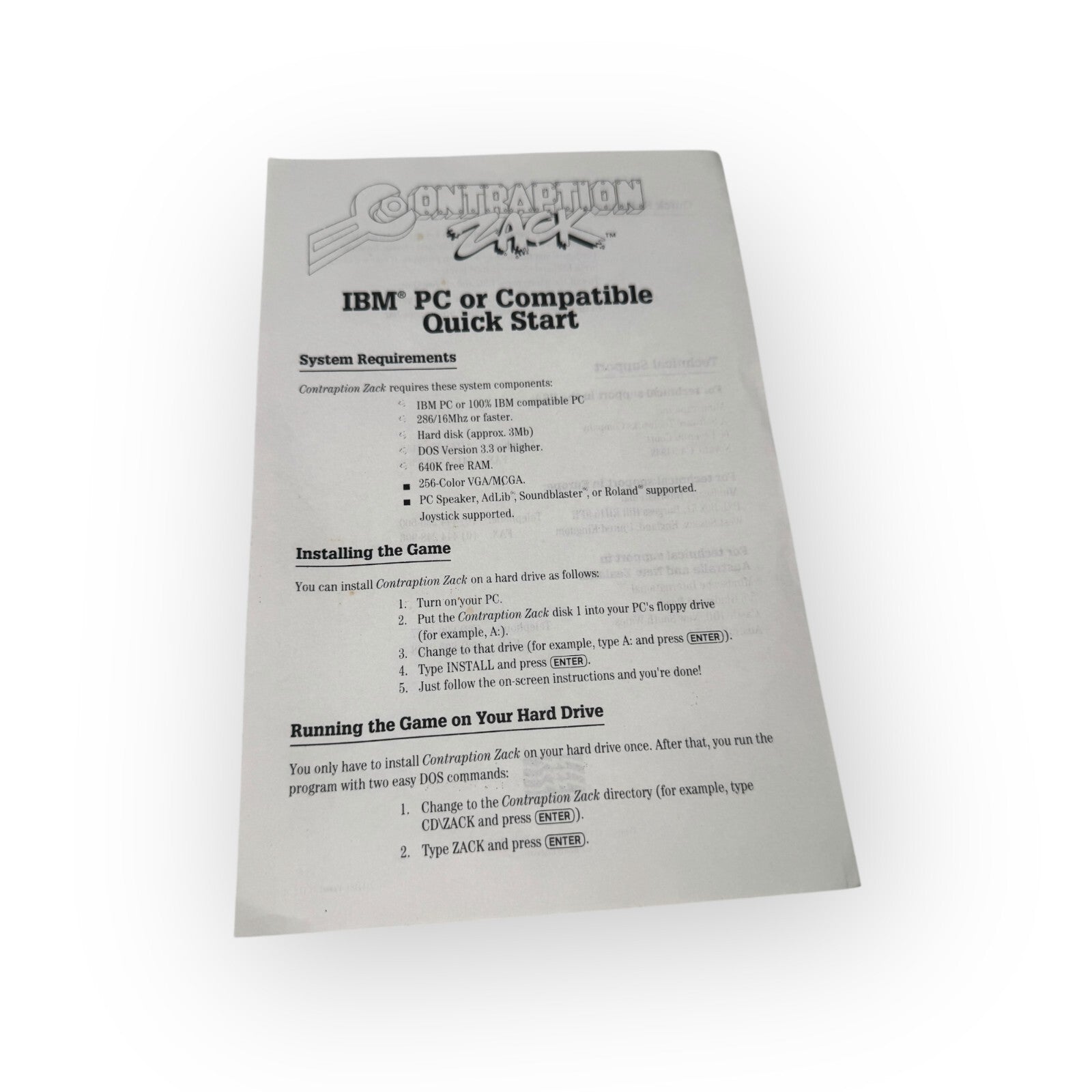 Contraption Zack Retro IBM PC Compatible 3.5" Floppy Platformer Game