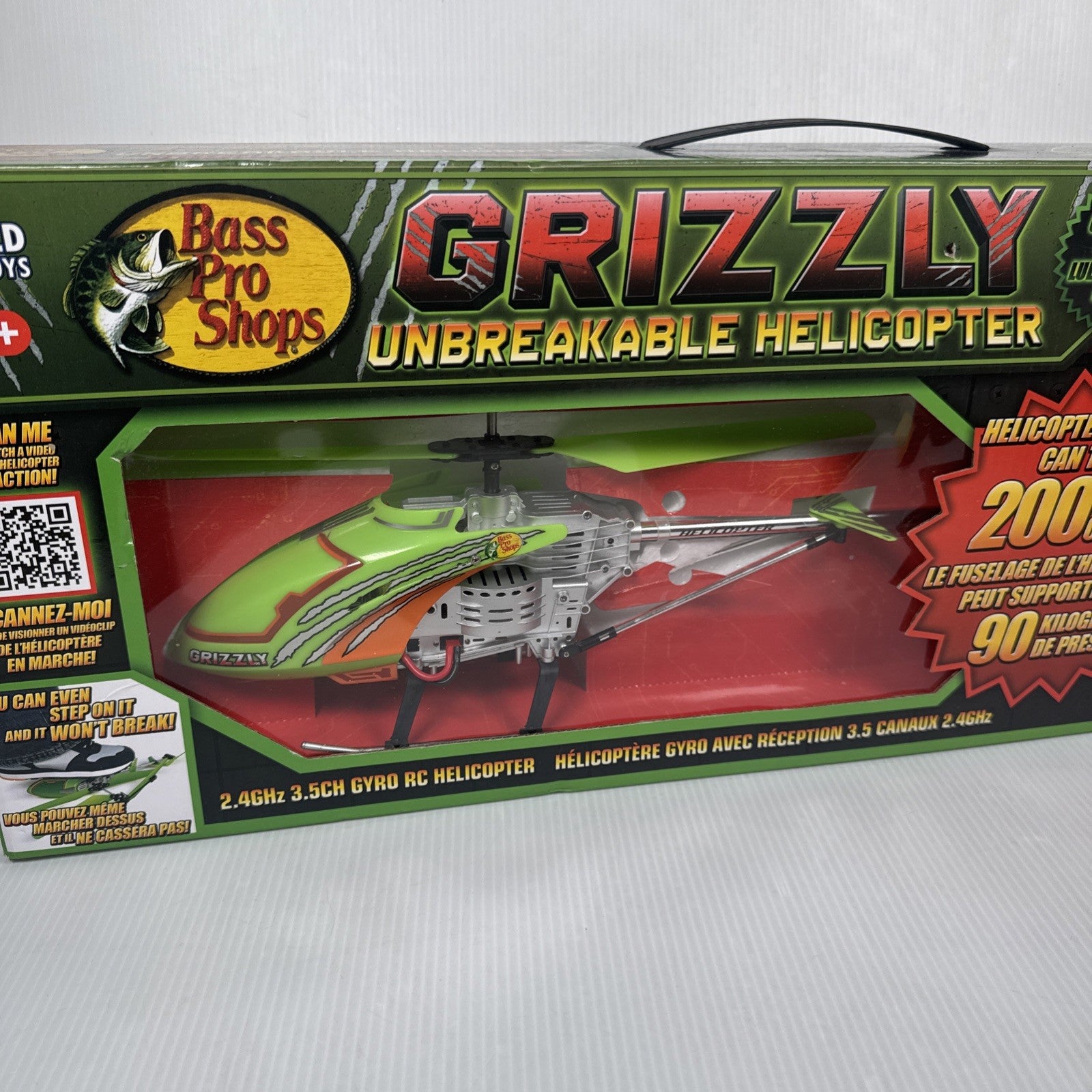 Grizzly Remote Control Unbreakable Helicopter World Tech Toys Glow In The Dark