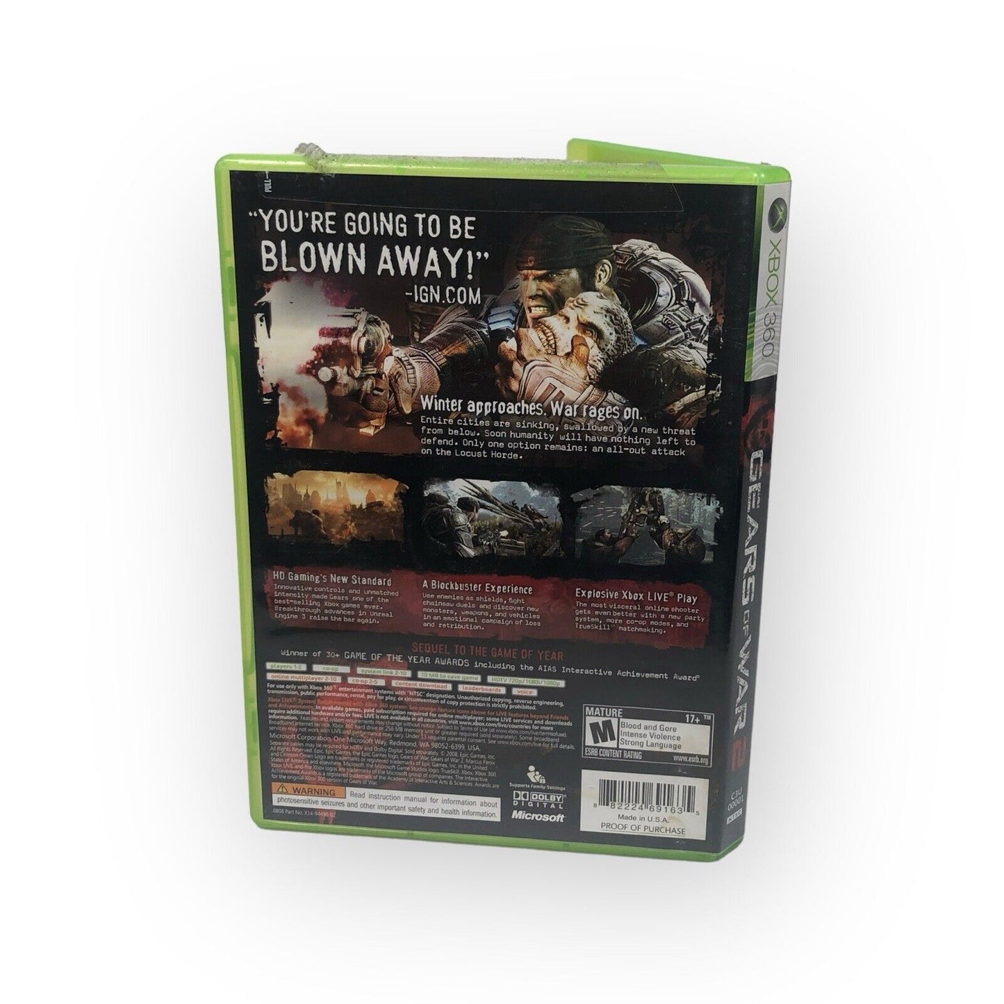 Gears of War 2 (Microsoft Xbox 360, 2008) GOW2 CIB Complete with Manual - Tested