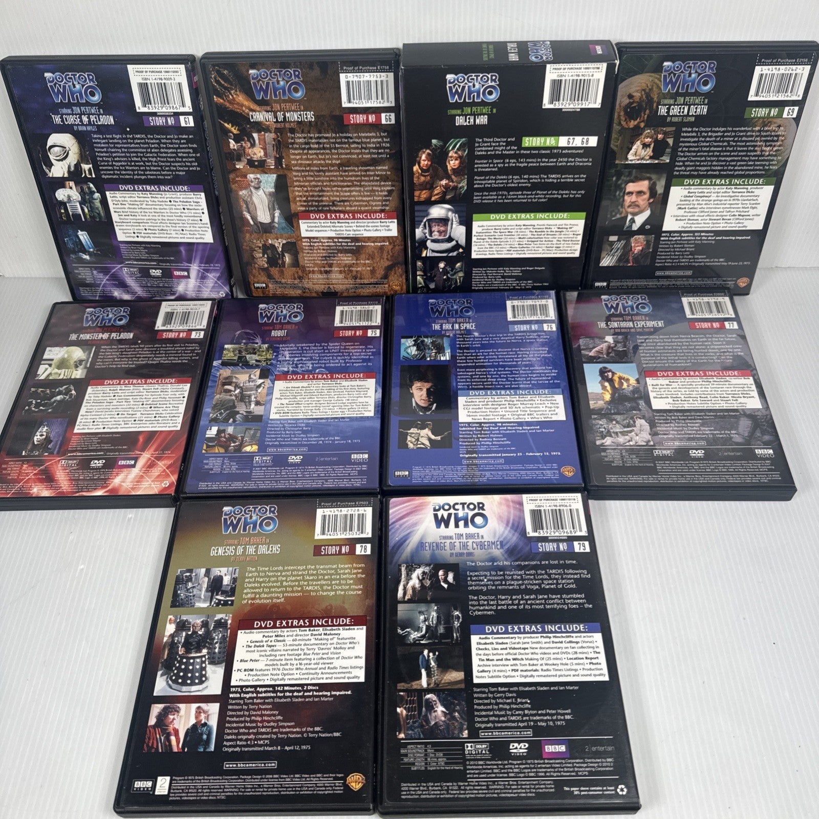 Mixed Lot Of 10 Doctor Who DVDs Jon Pertwee & Tom Baker Years US Release NTSC
