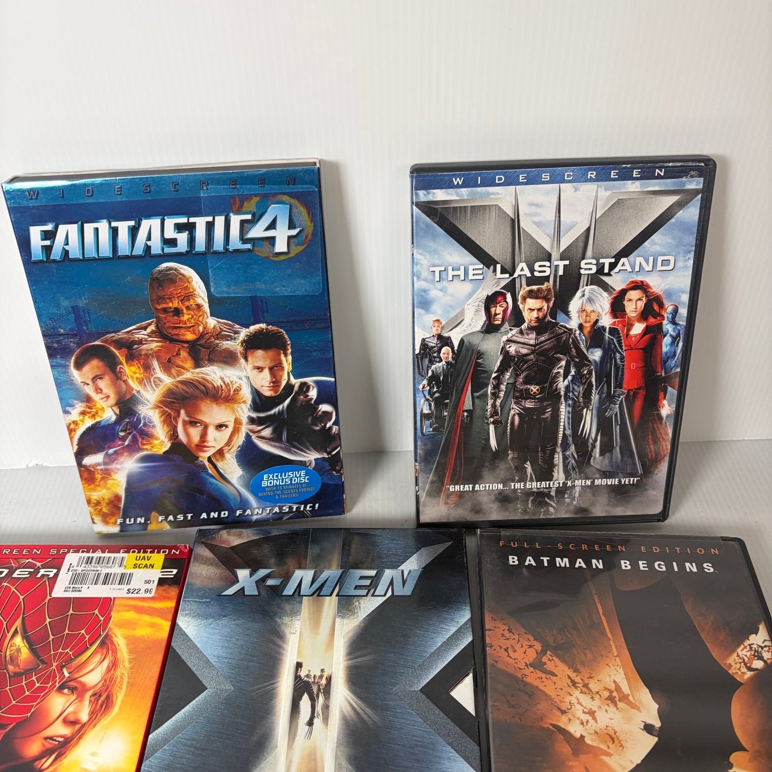 Lot of  6 Superhero DVDs Fantastic 4, Spider-man 2, Batman Begins, X-Men & More